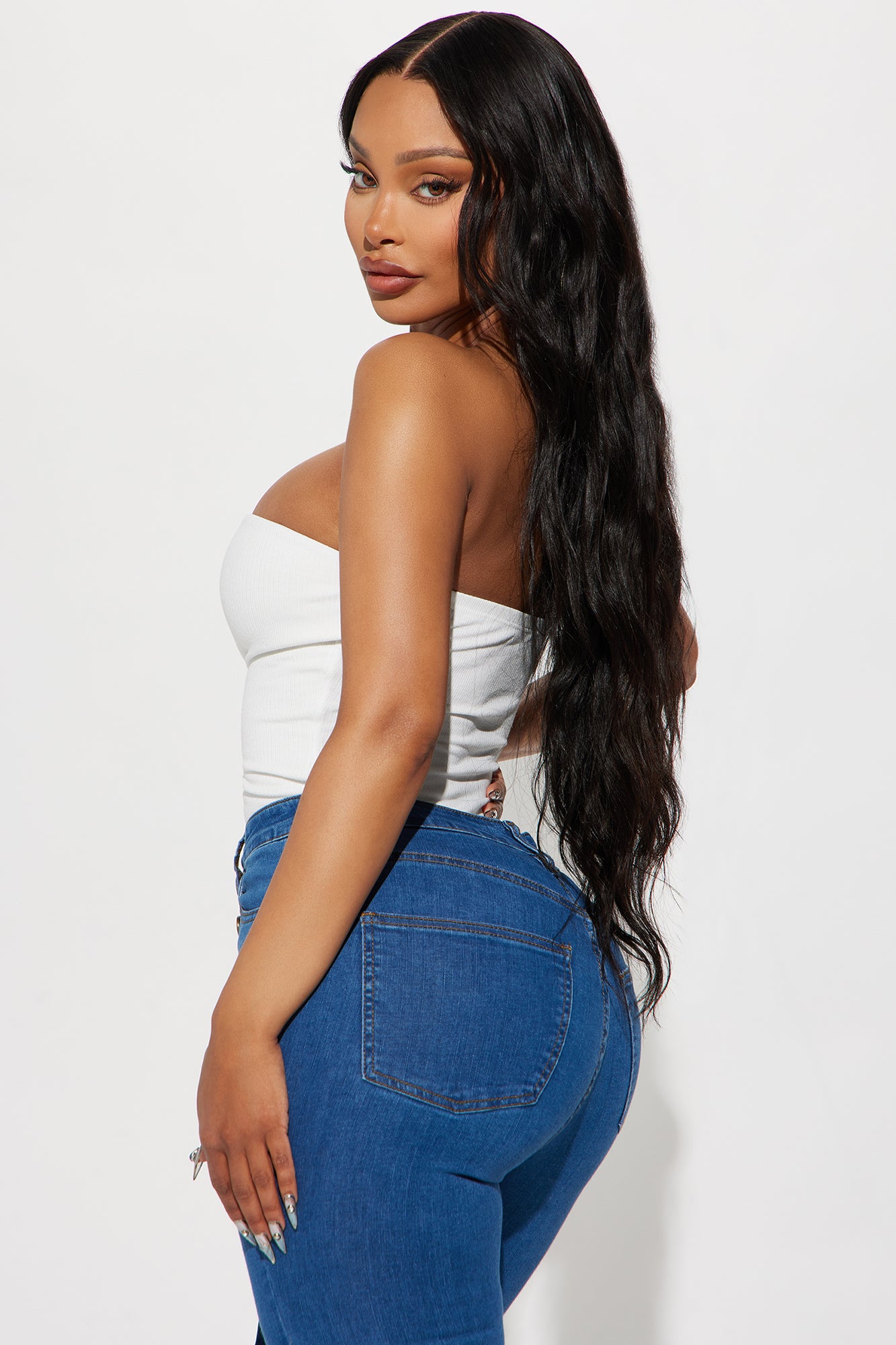 Demi Double Lined Tube Bodysuit - White