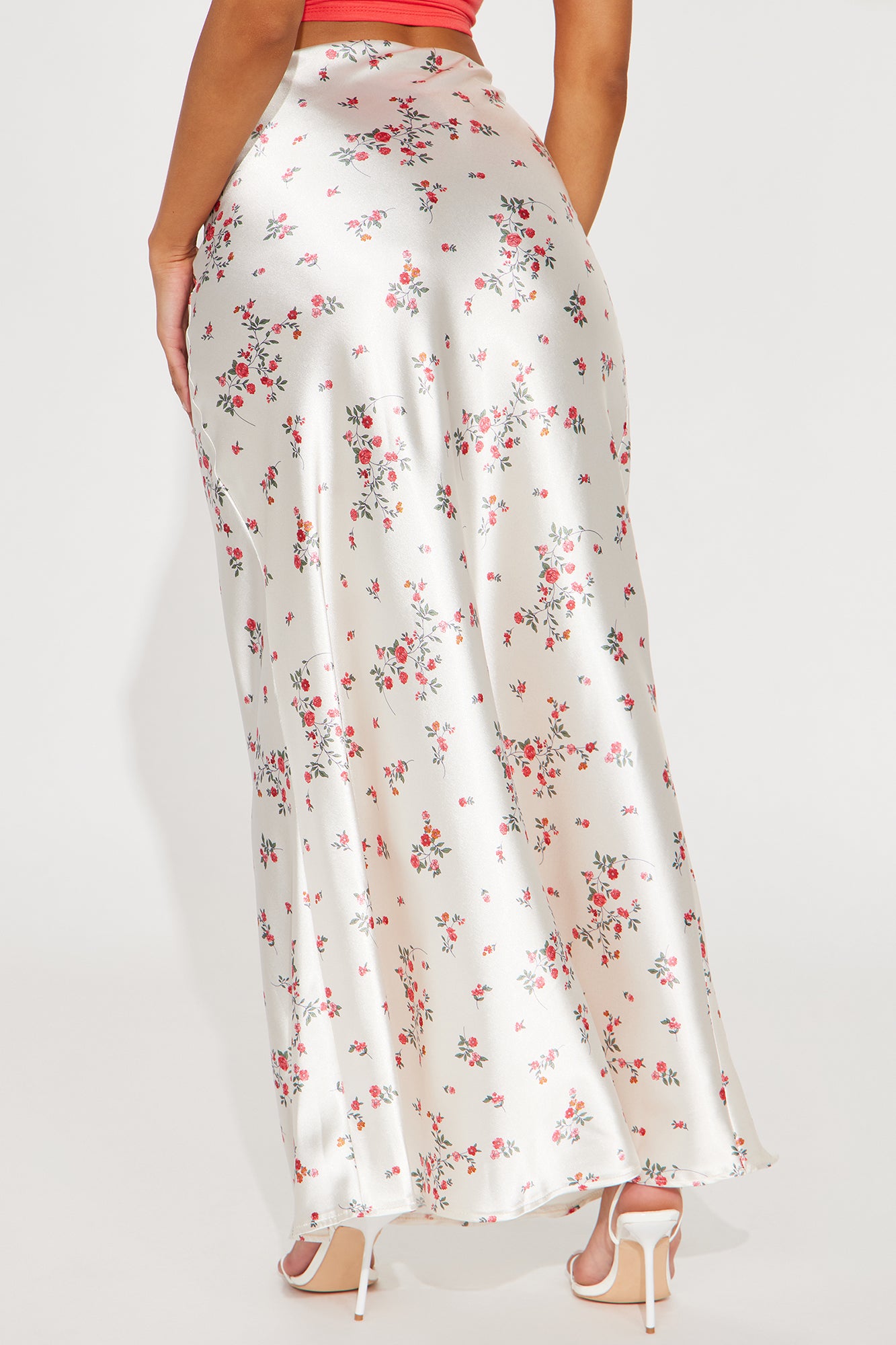 Buy Myself Flowers Satin Maxi Skirt - Champagne