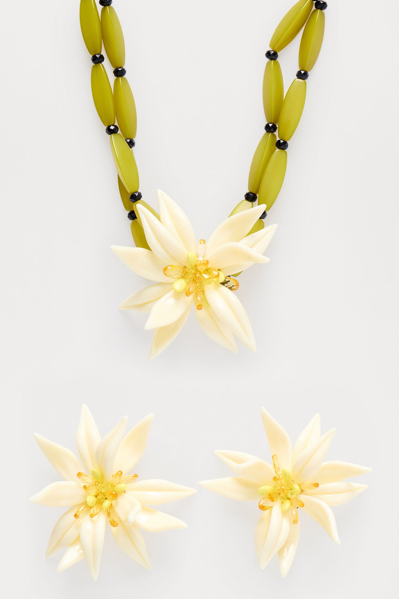 Lilly Pad 2 Piece Earring And Necklace Set - Green/combo