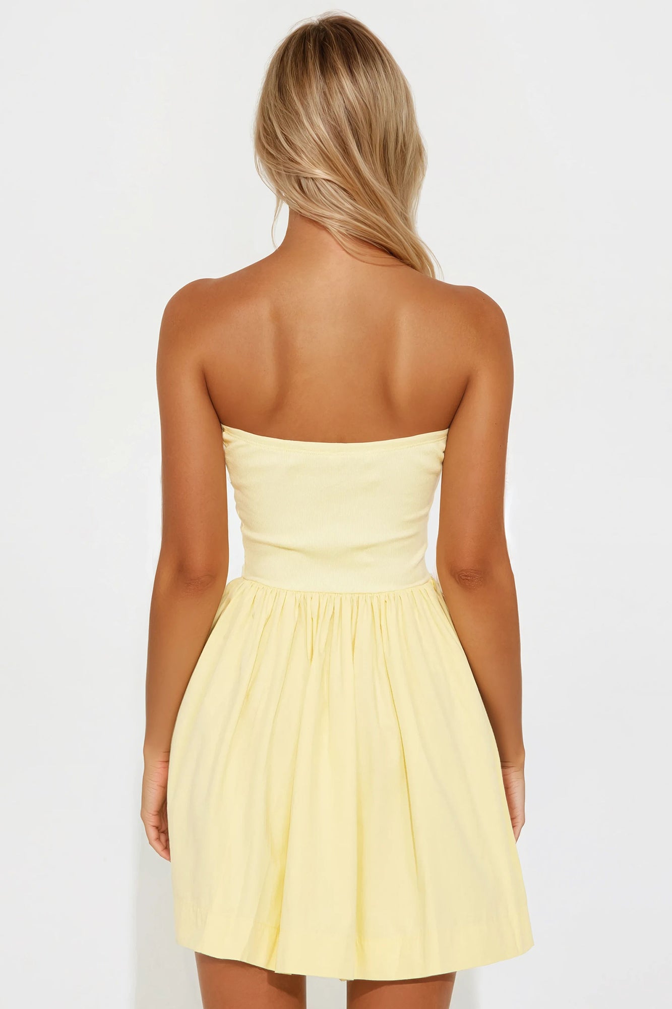 Adele Strapless Poplin Mini Dress - Butter Yellow