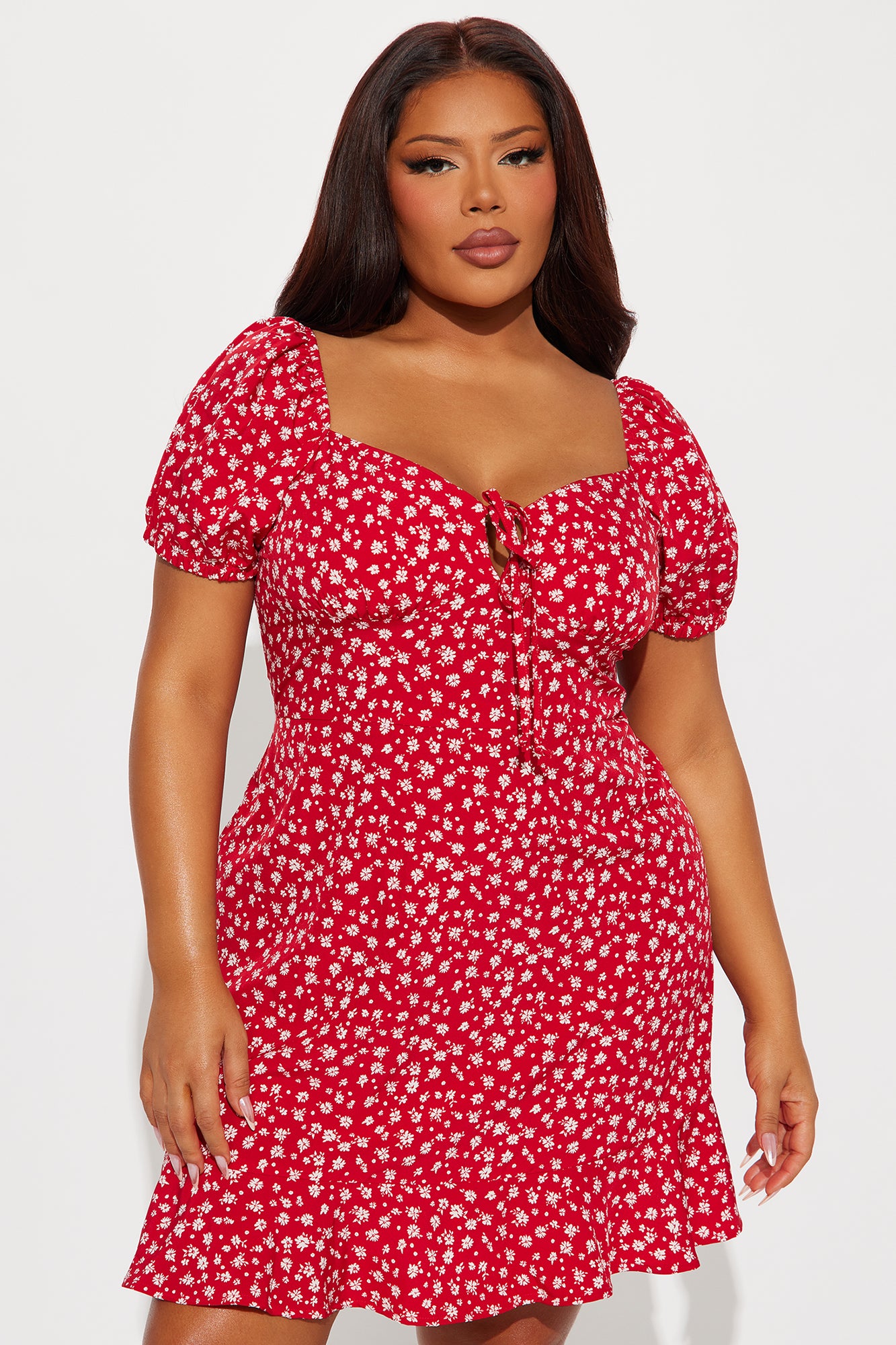 Monroe Floral Mini Dress - Red