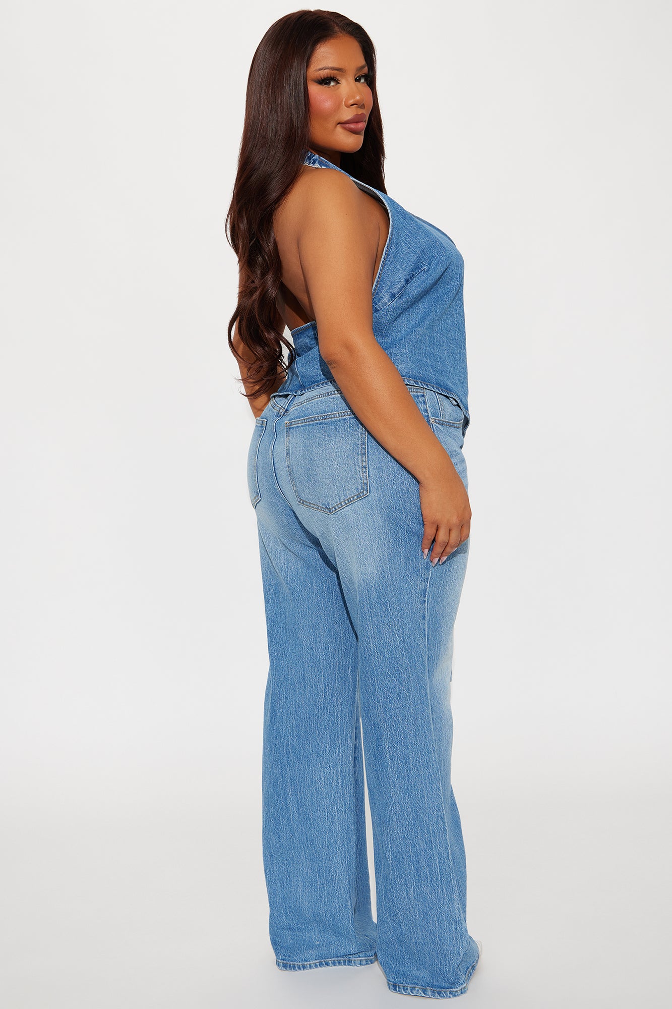 Angela Denim Pant Set - Medium Wash