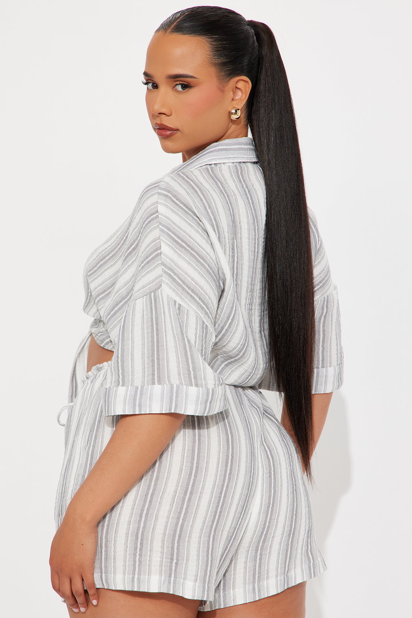 Kaui Striped Short Set - Grey/combo