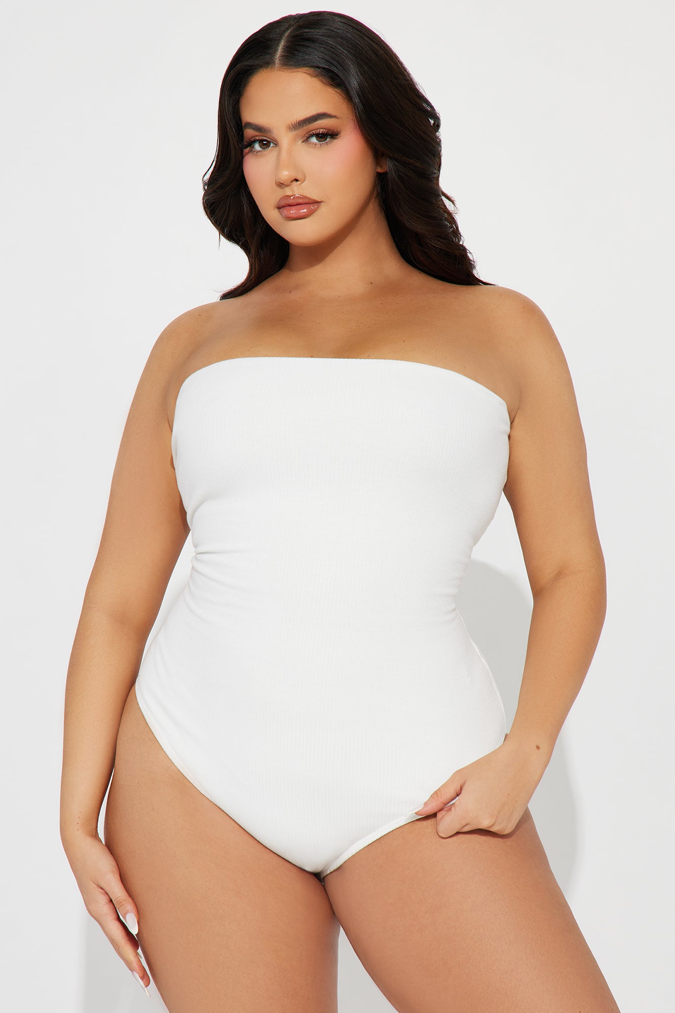 Demi Double Lined Tube Bodysuit - White