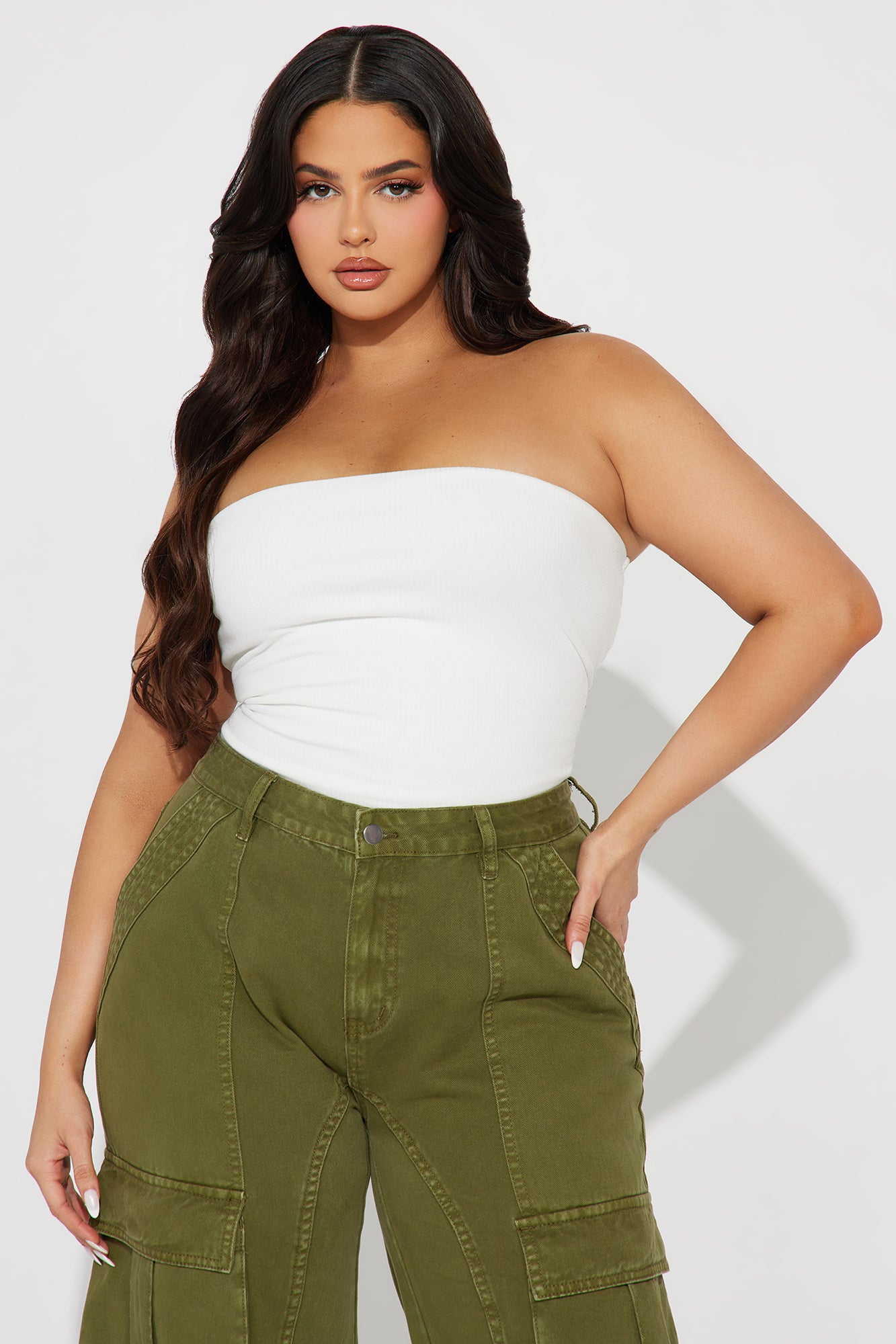 Demi Double Lined Tube Bodysuit - White