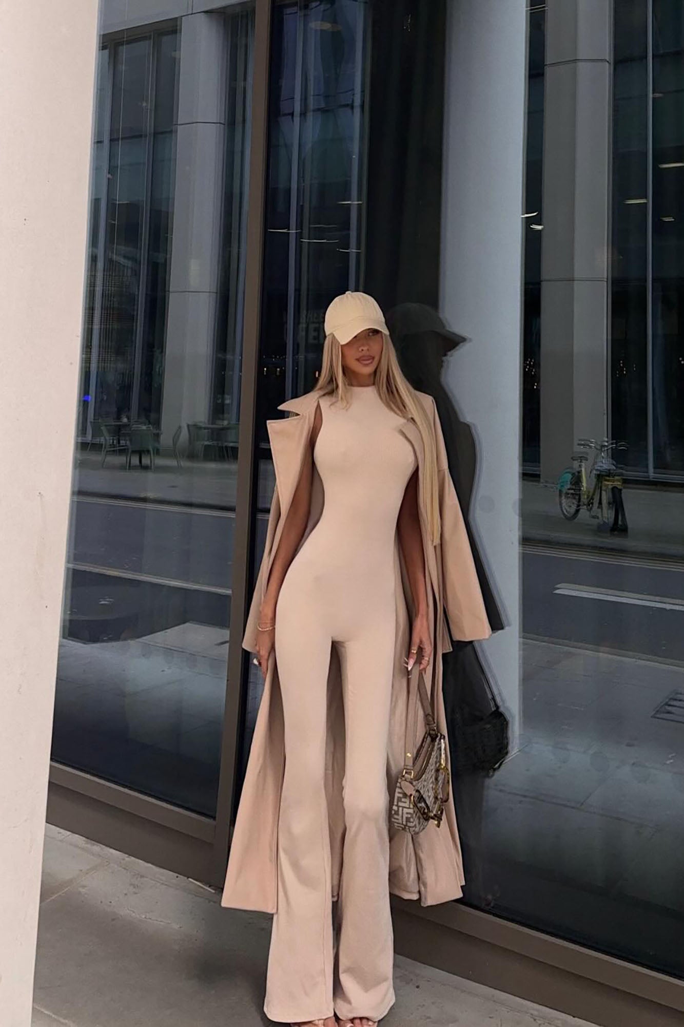 Amber Snatched Flare Jumpsuit - Cream