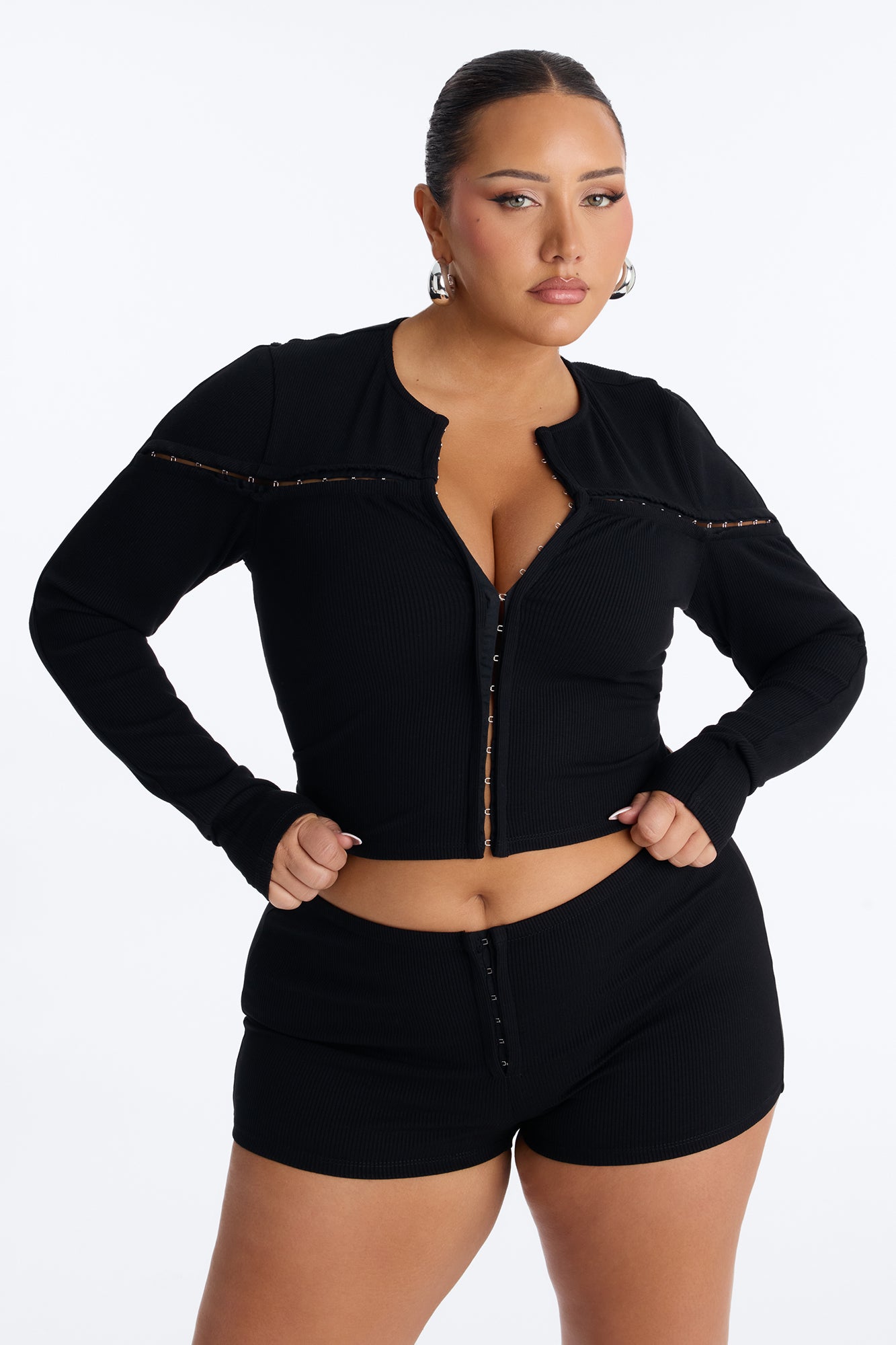 Kami Snatched 2 Piece Micro Mini Short Set - Black