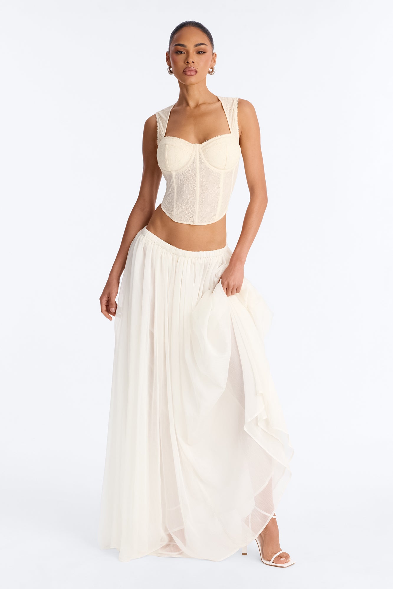 Lost In A Romance Chiffon Maxi Skirt - Cream