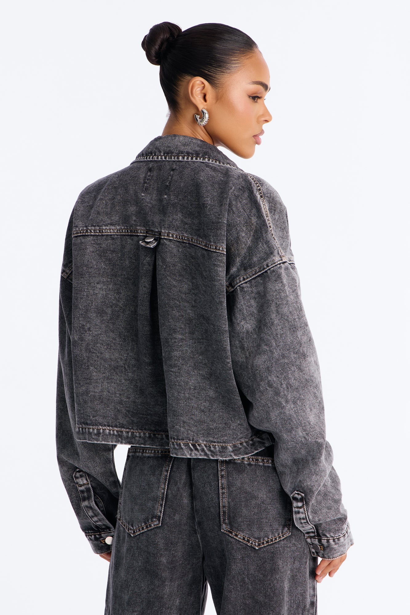 Airplane Mode Drapey Denim Shacket - Dark Grey