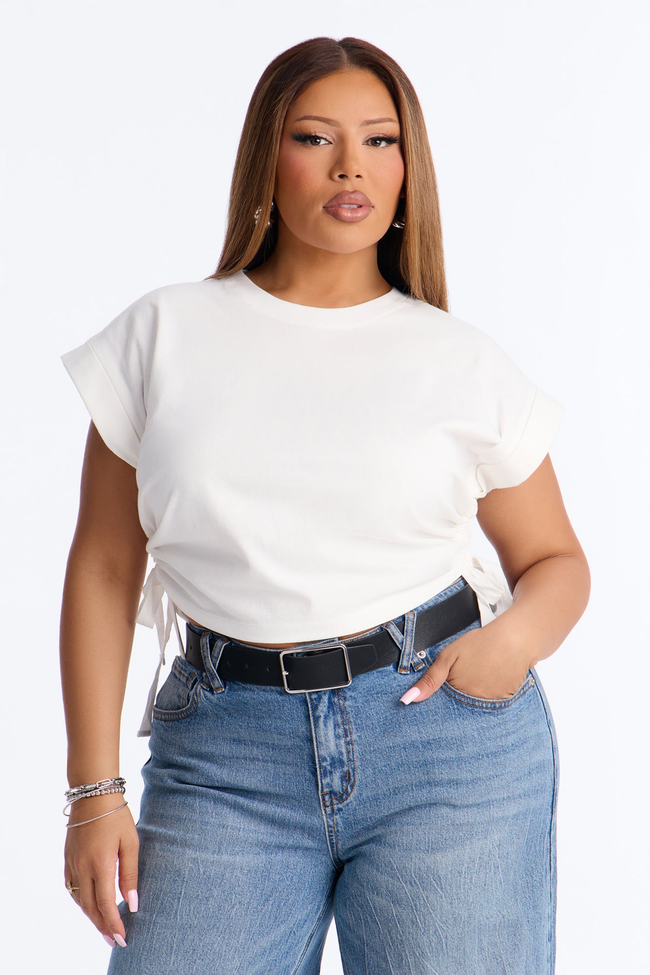 Take A Break Crew Neck Baby Tee - White