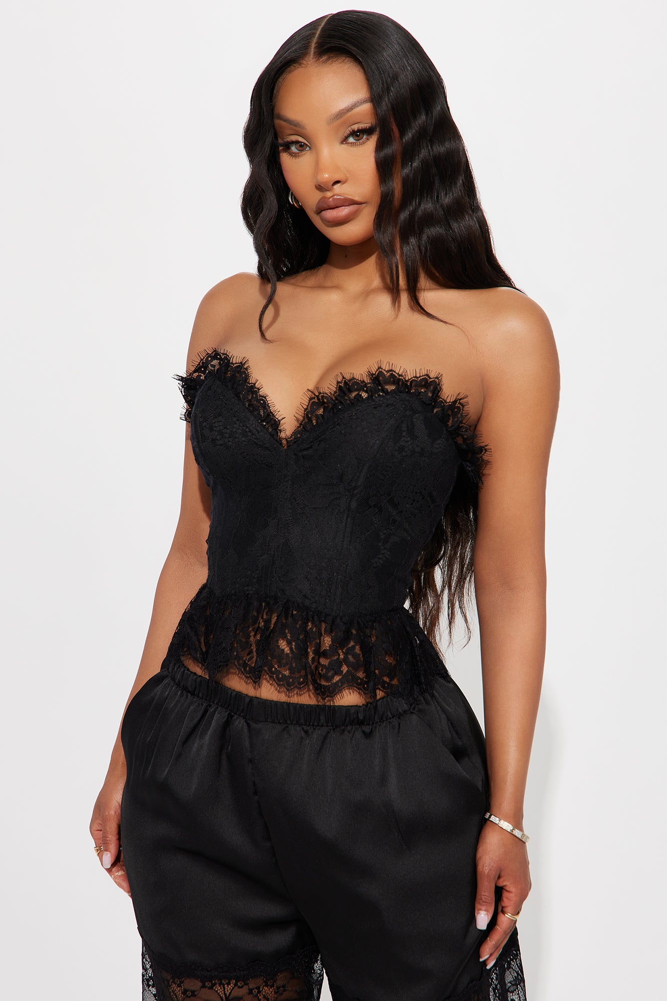Heartfelt Desire Lace Corset Top - Black