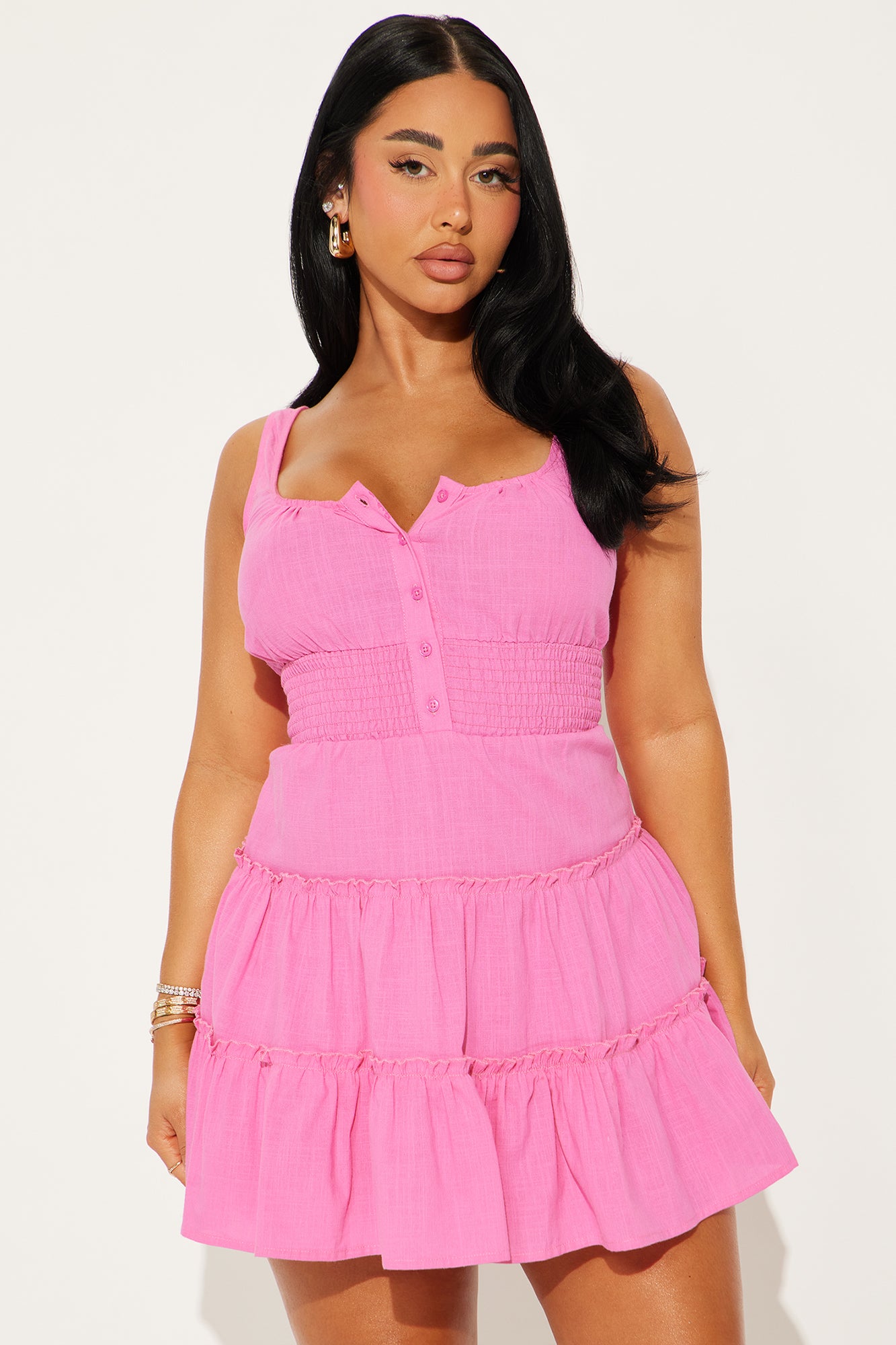 Chasing Daylight Linen Mini Dress - Pink