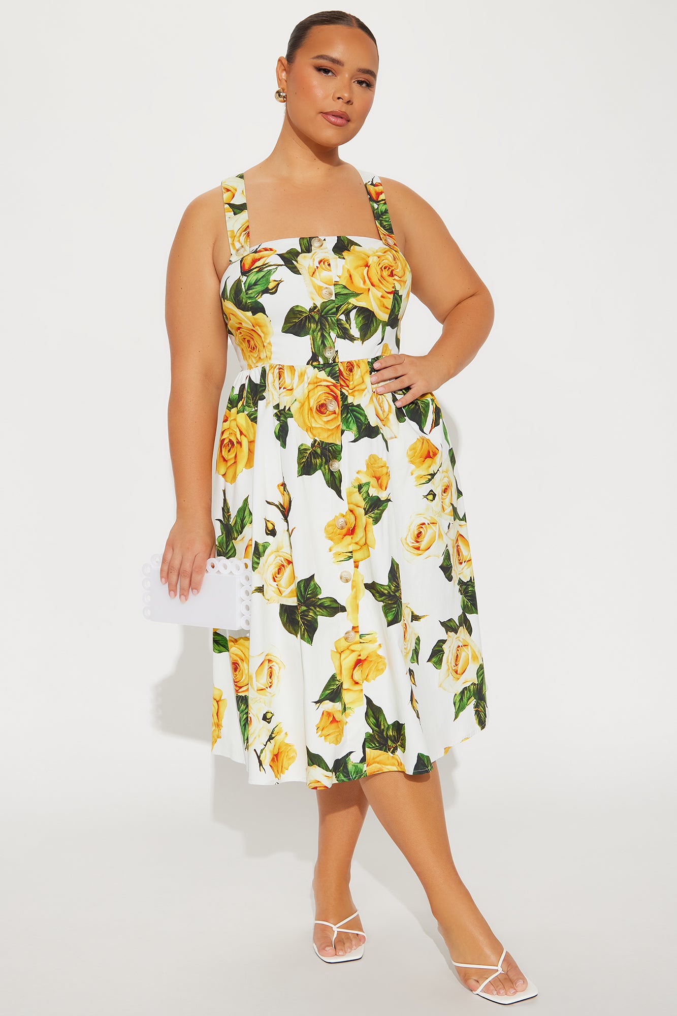 Sunday Symphony Floral Midi Dress - Yellow/combo