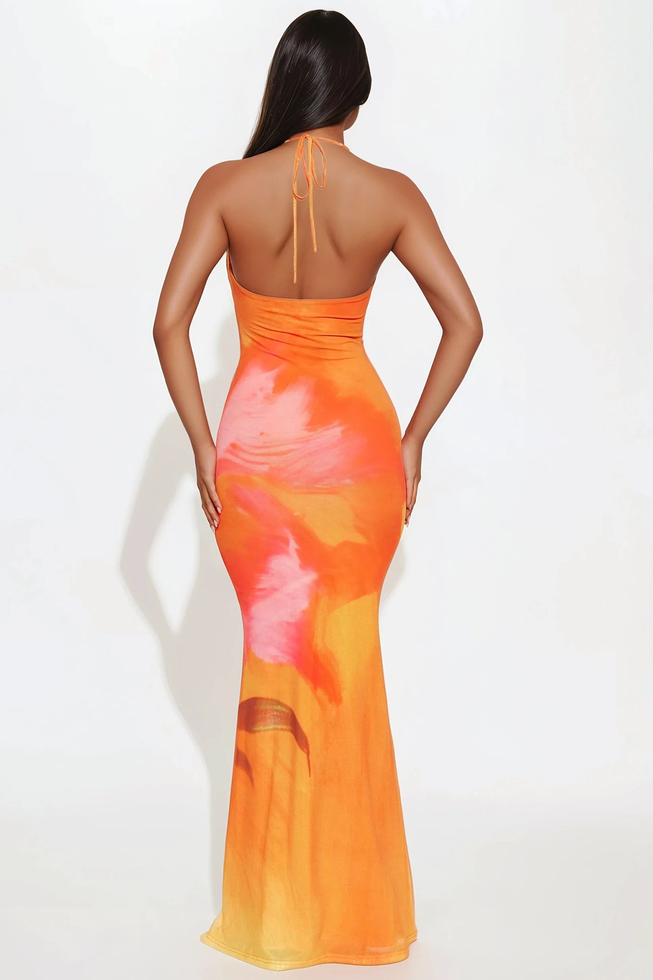 Sunkissed Mesh Maxi Dress - Orange/combo