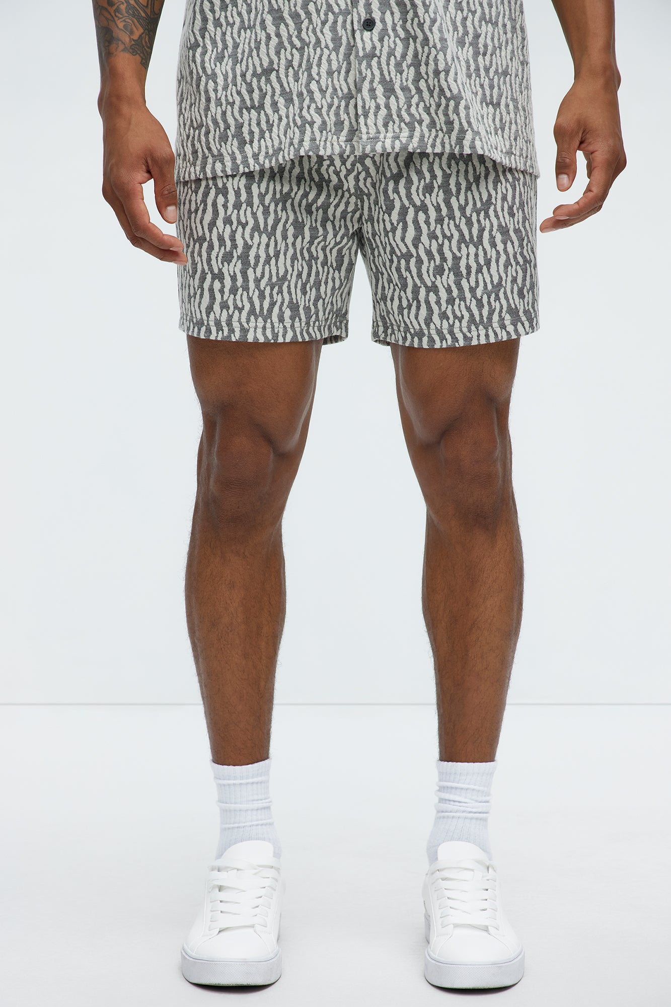 Havana Jacquard Relaxed Shorts - Grey