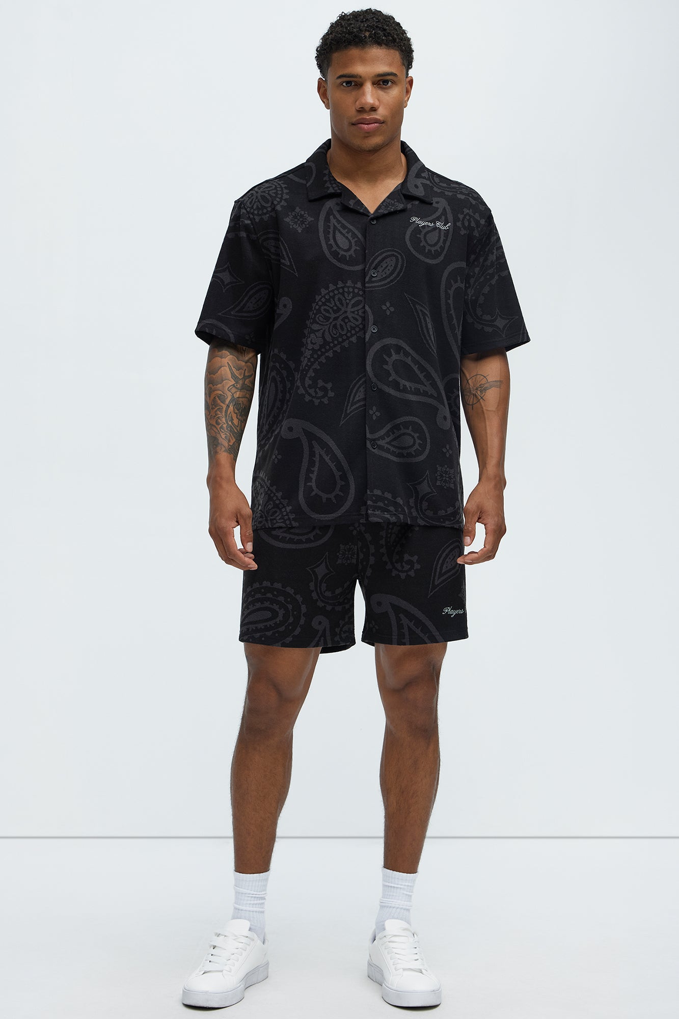 Heritage Paisley Short Sleeve Button Up - Black