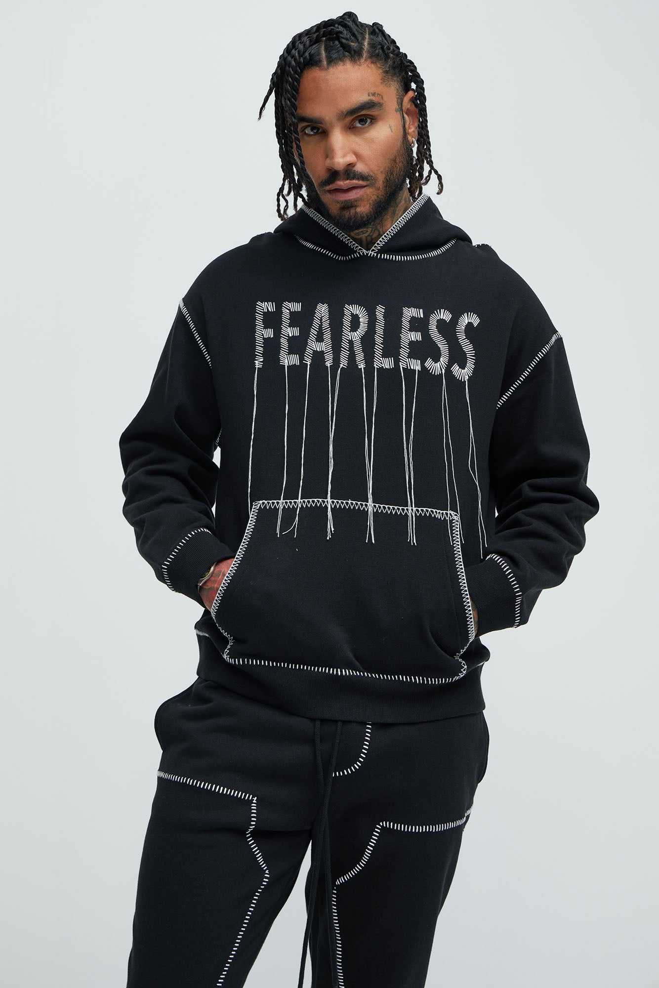 Tayson Stitch Hoodie - Black