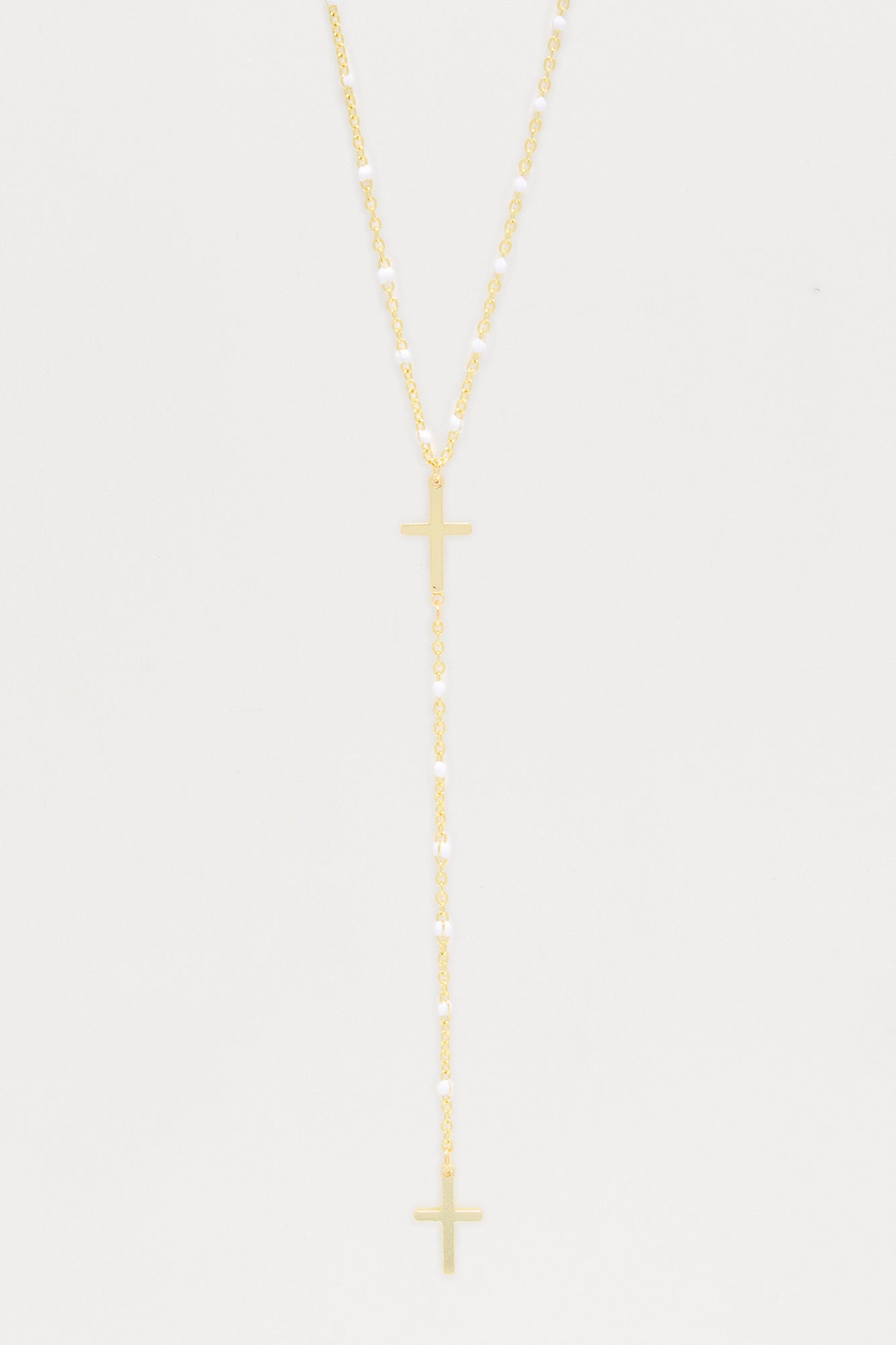 Perfect Sunday Brunch Cross Drop Beaded Necklace - Gold