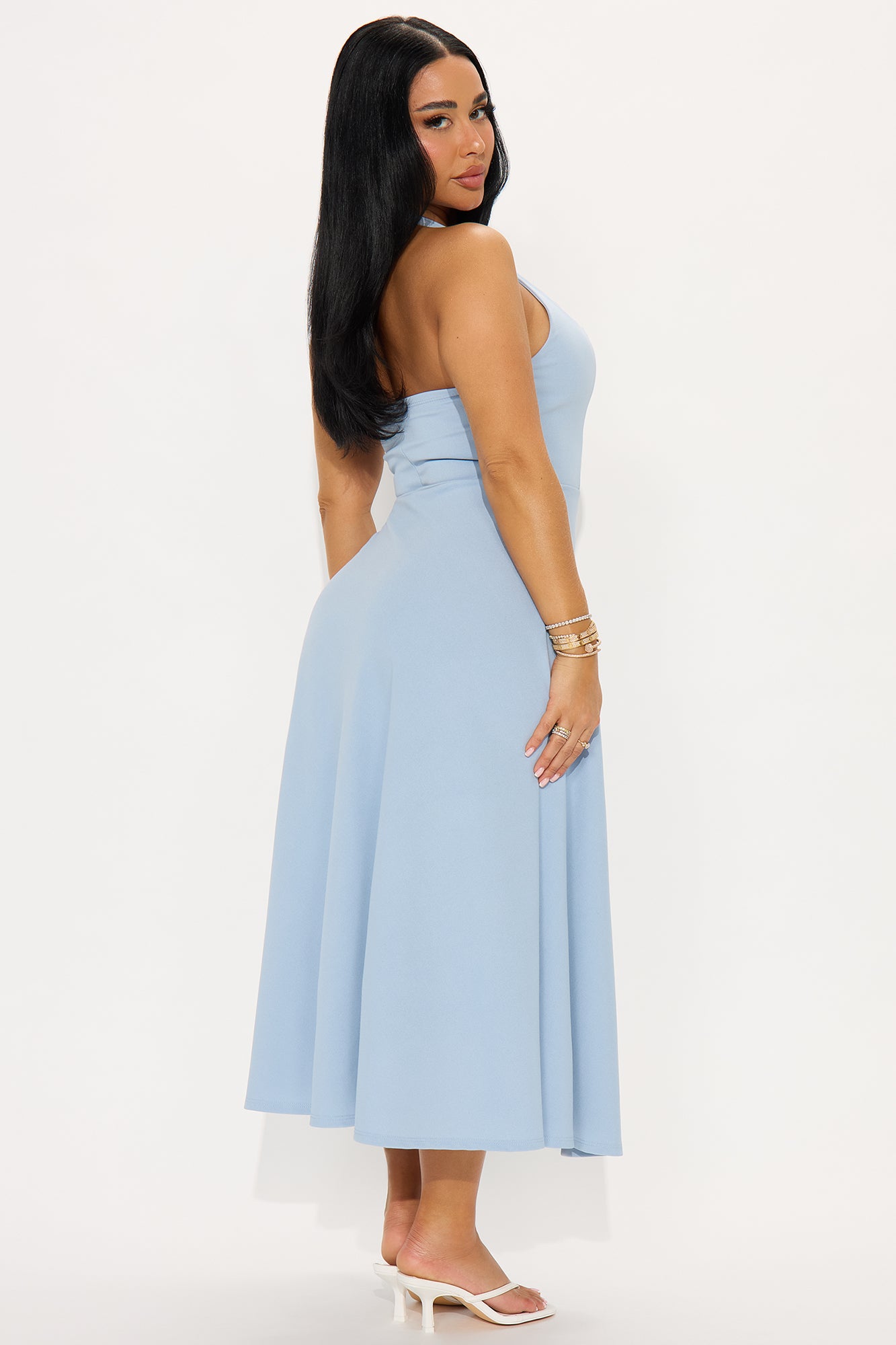 Alena Halter Midi Dress - Blue