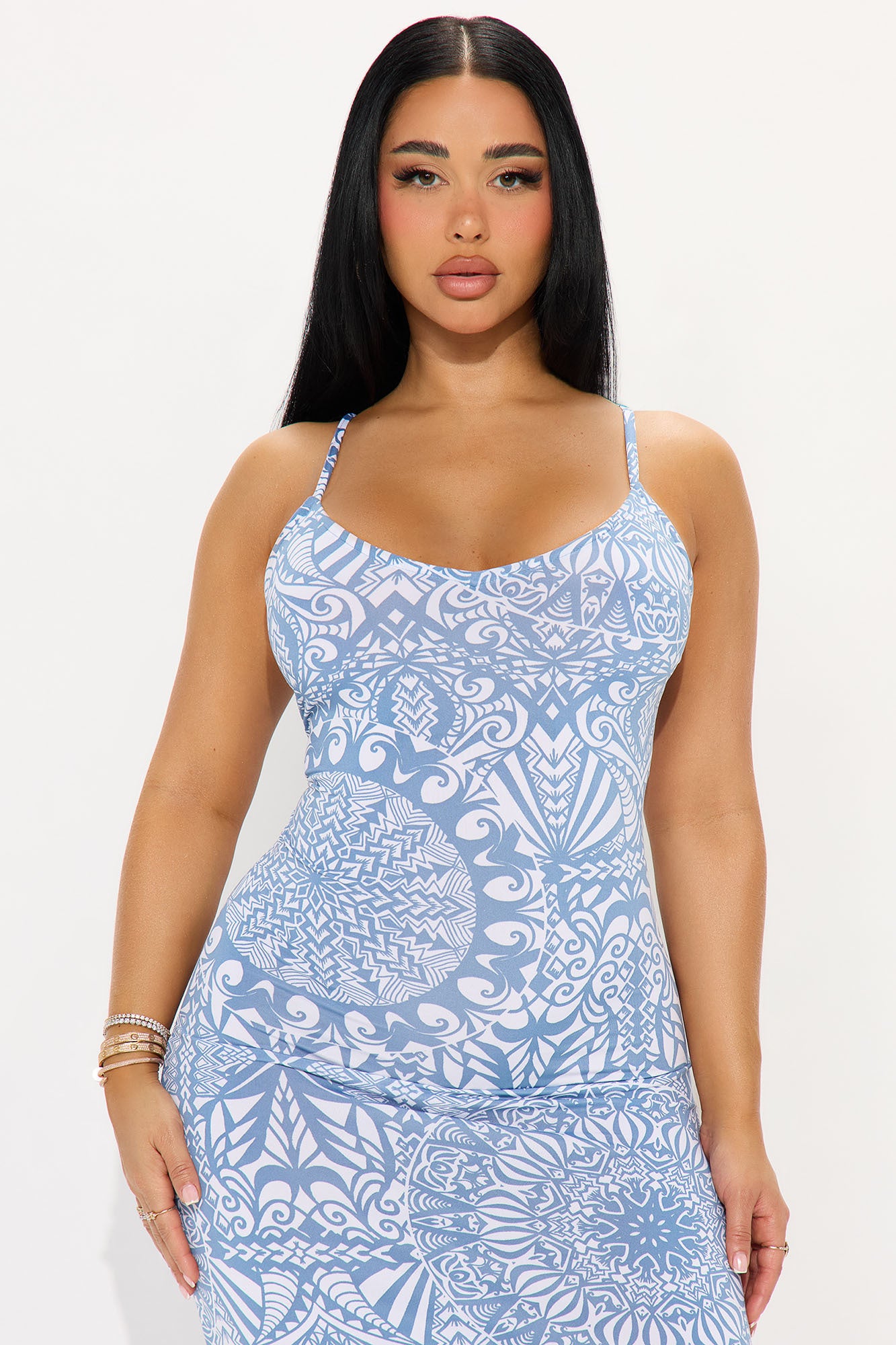 Maya Printed Maxi Dress - Blue/combo