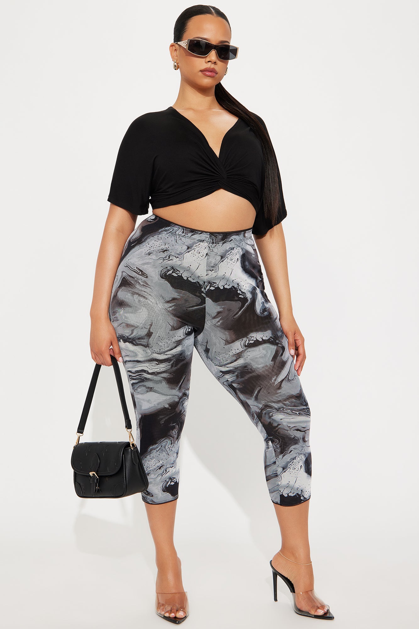Maya Mesh Capri Legging - Grey