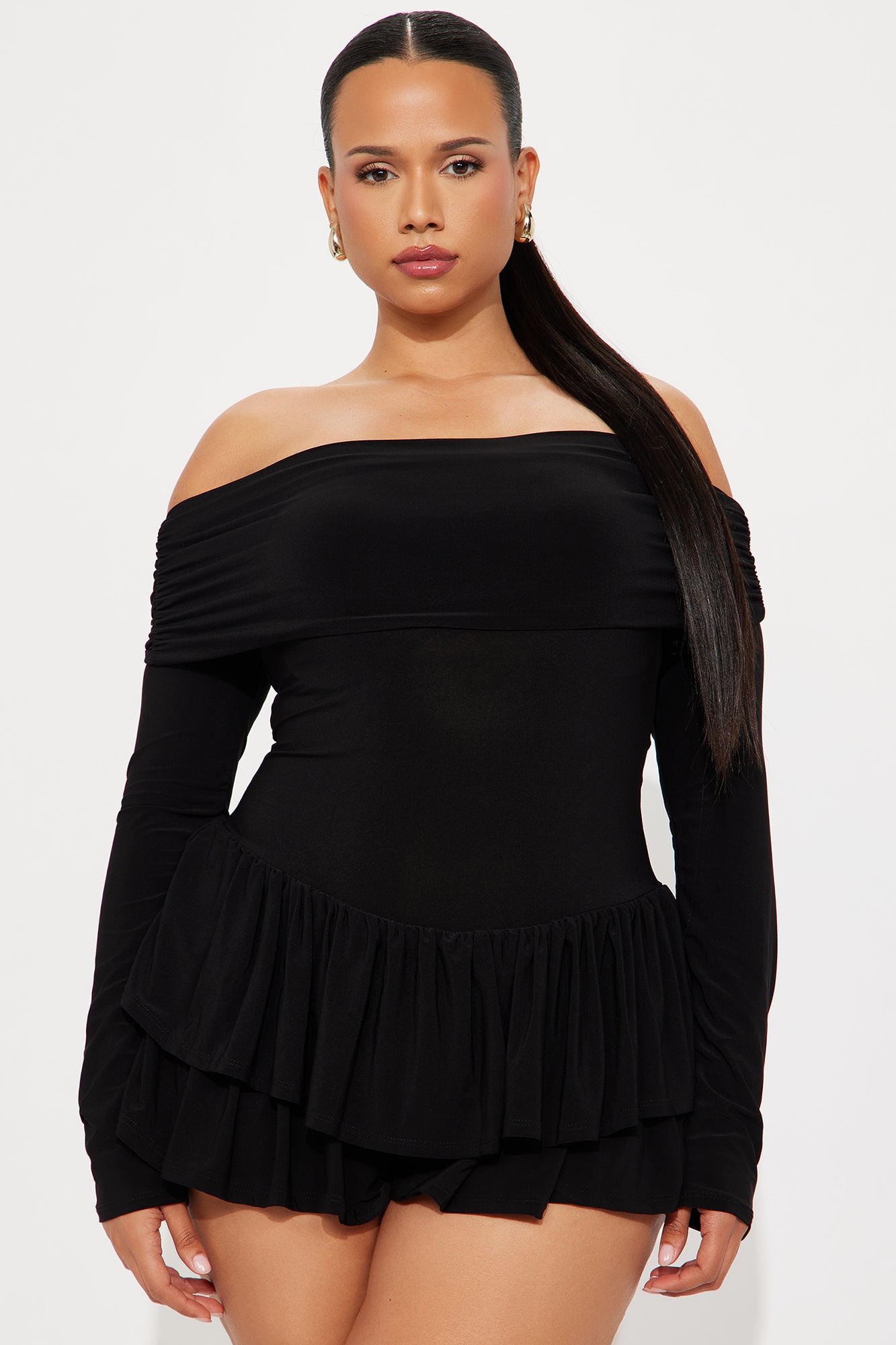 Not The Same Ruffle Romper - Black