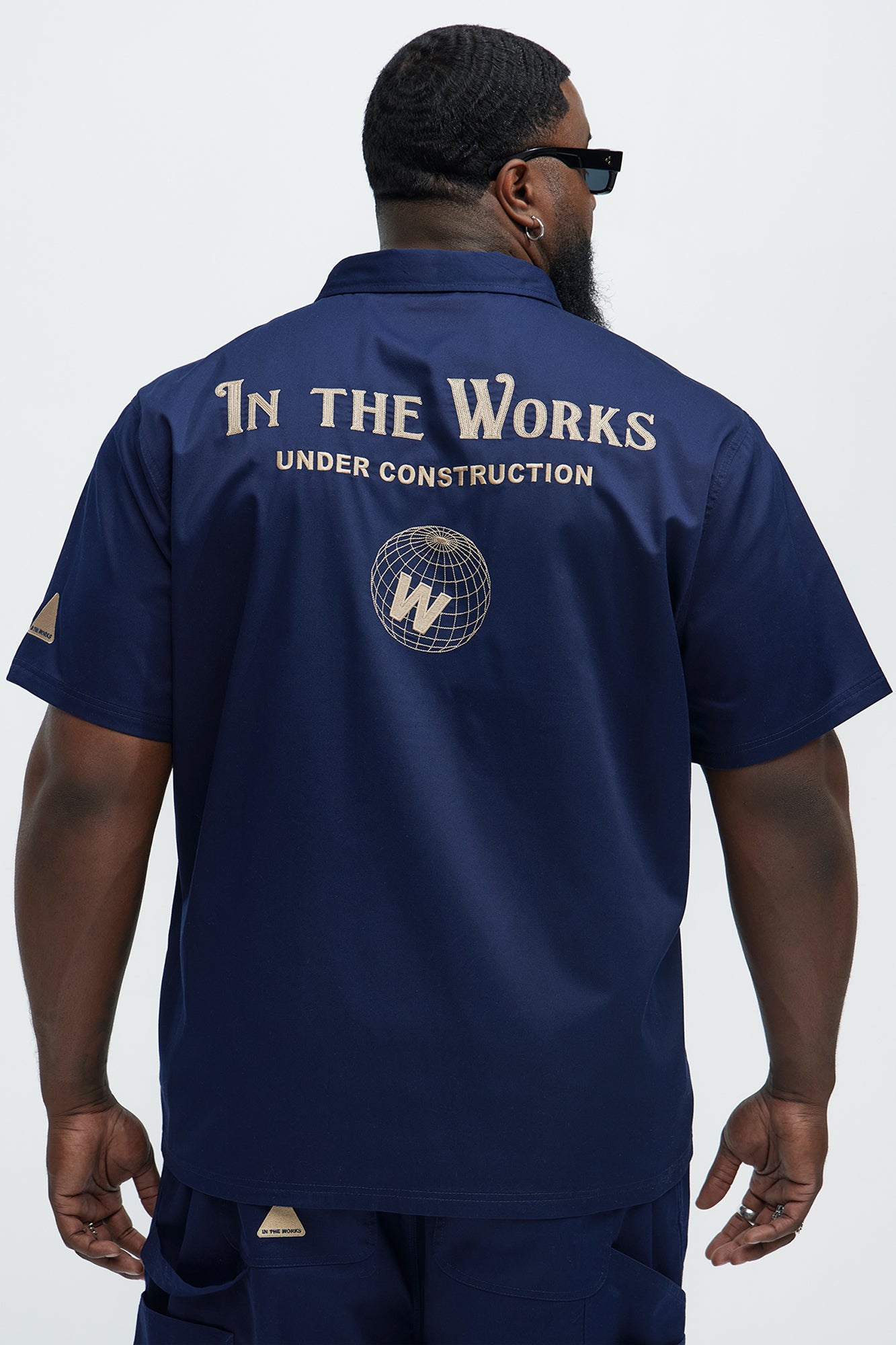 In The Works Short Sleeve Button Up Shirt - Navy