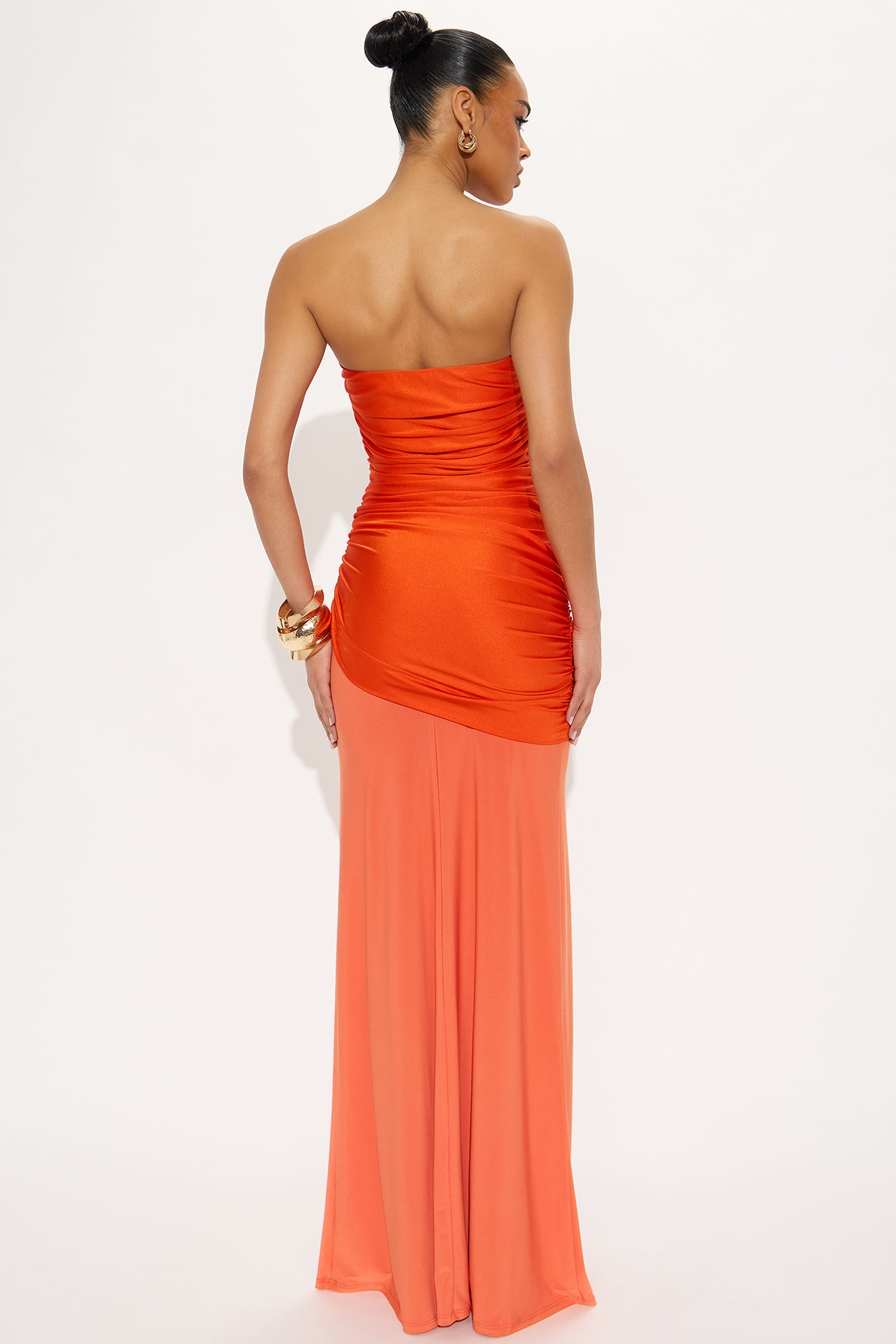 Sunset Views Ruched Maxi Dress - Orange