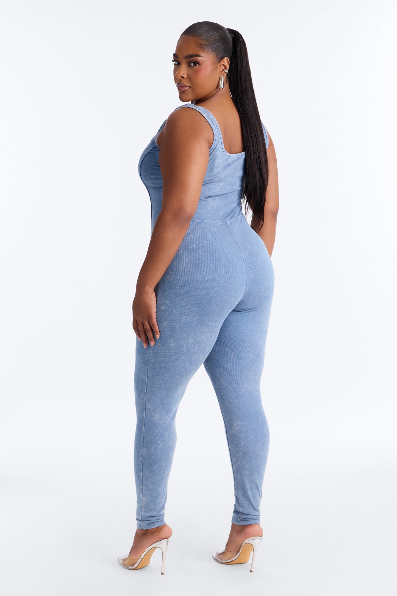Lidia Washed Ribbed Jumpsuit - Denim