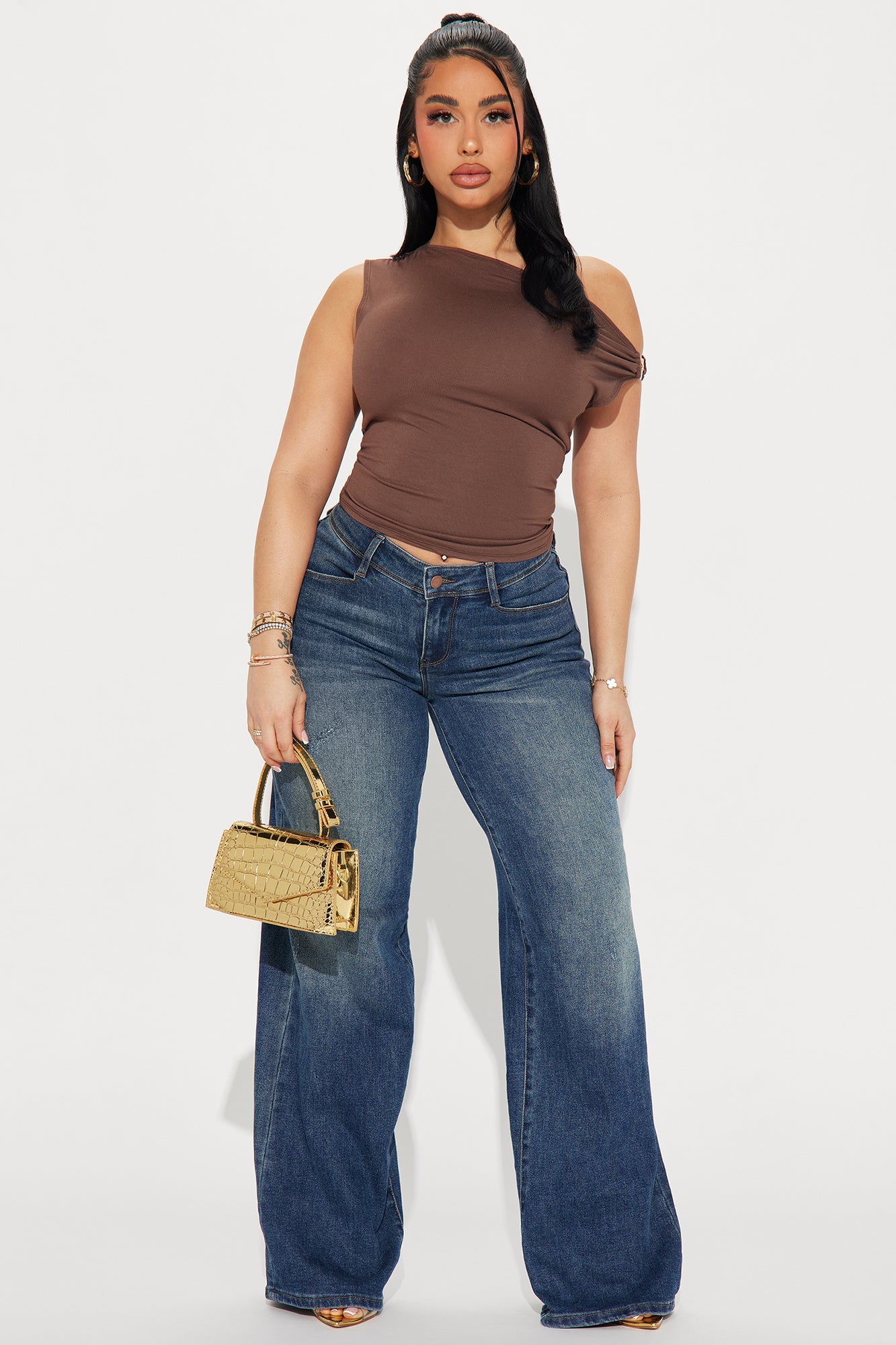 A Sure Thing One Shoulder Top - Chocolate
