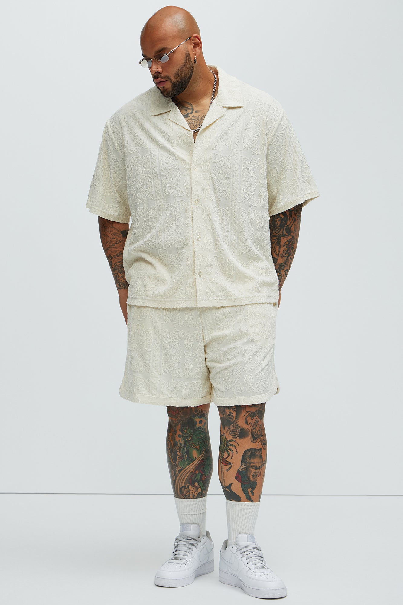 Link Textured Shorts - Cream