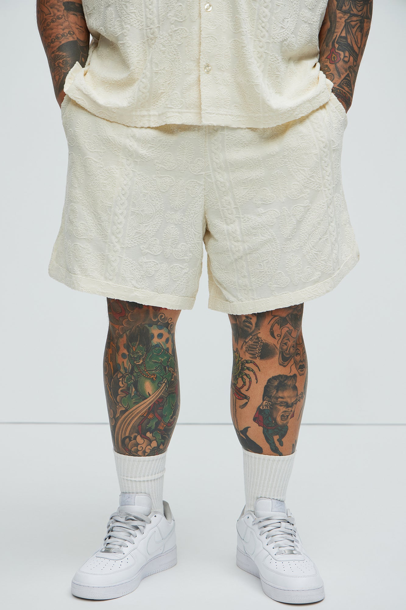 Link Textured Shorts - Cream