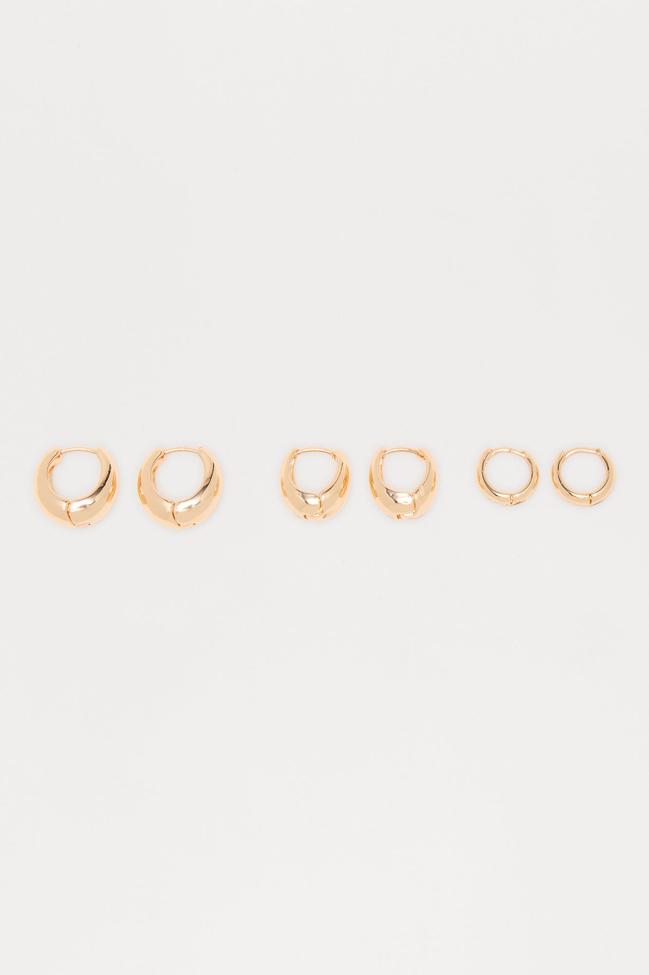 Simple As That 3 Pair Hoop Earring Set - Gold