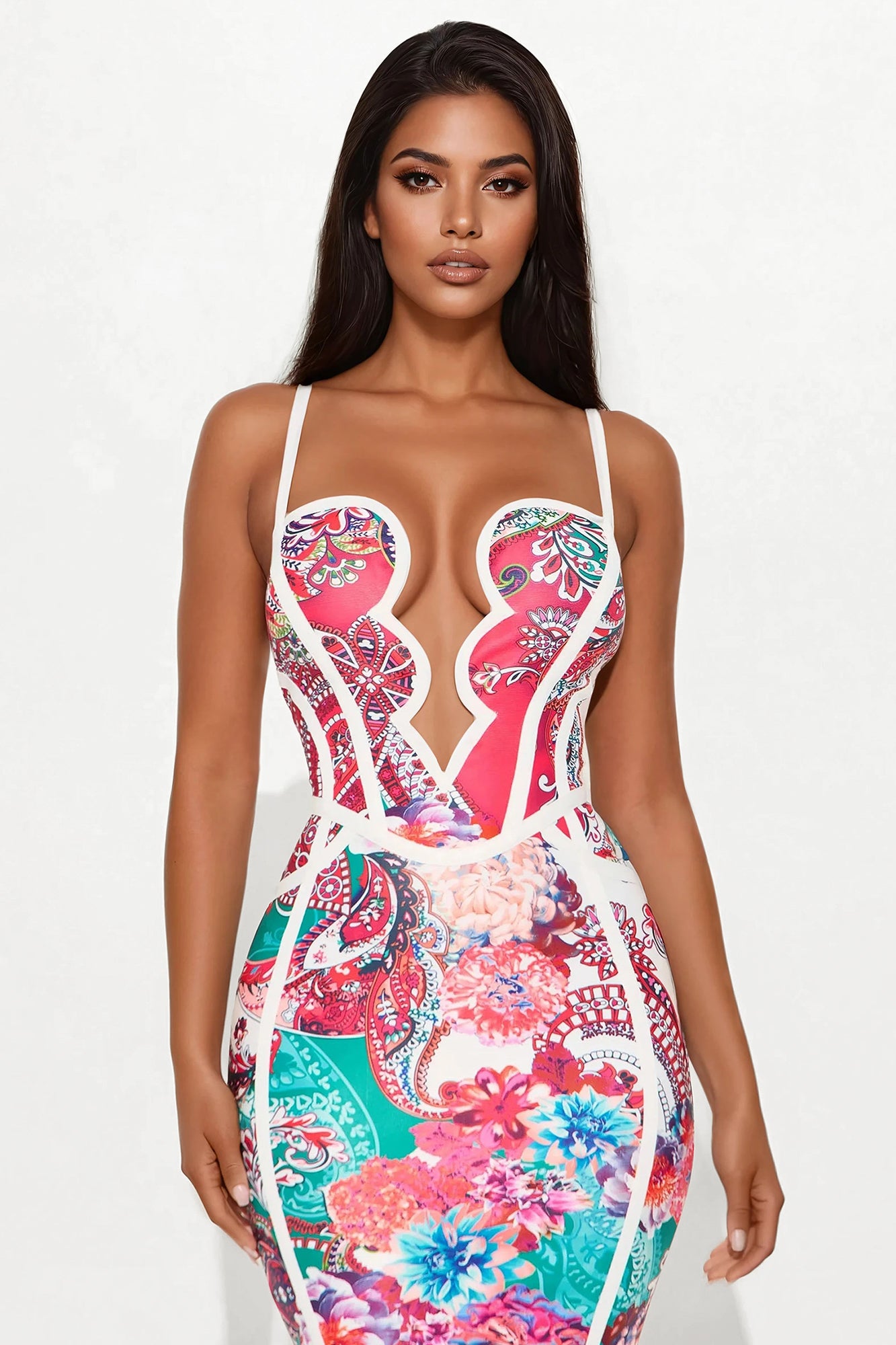 Aurelia Paisley Bandage Midi Dress - Multi Color
