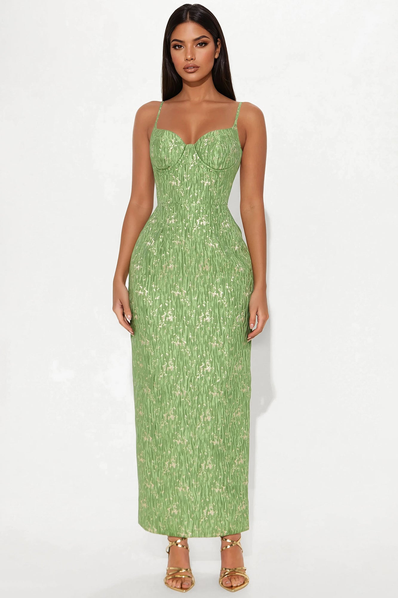 Jennifer Jacquard Maxi Dress - Green