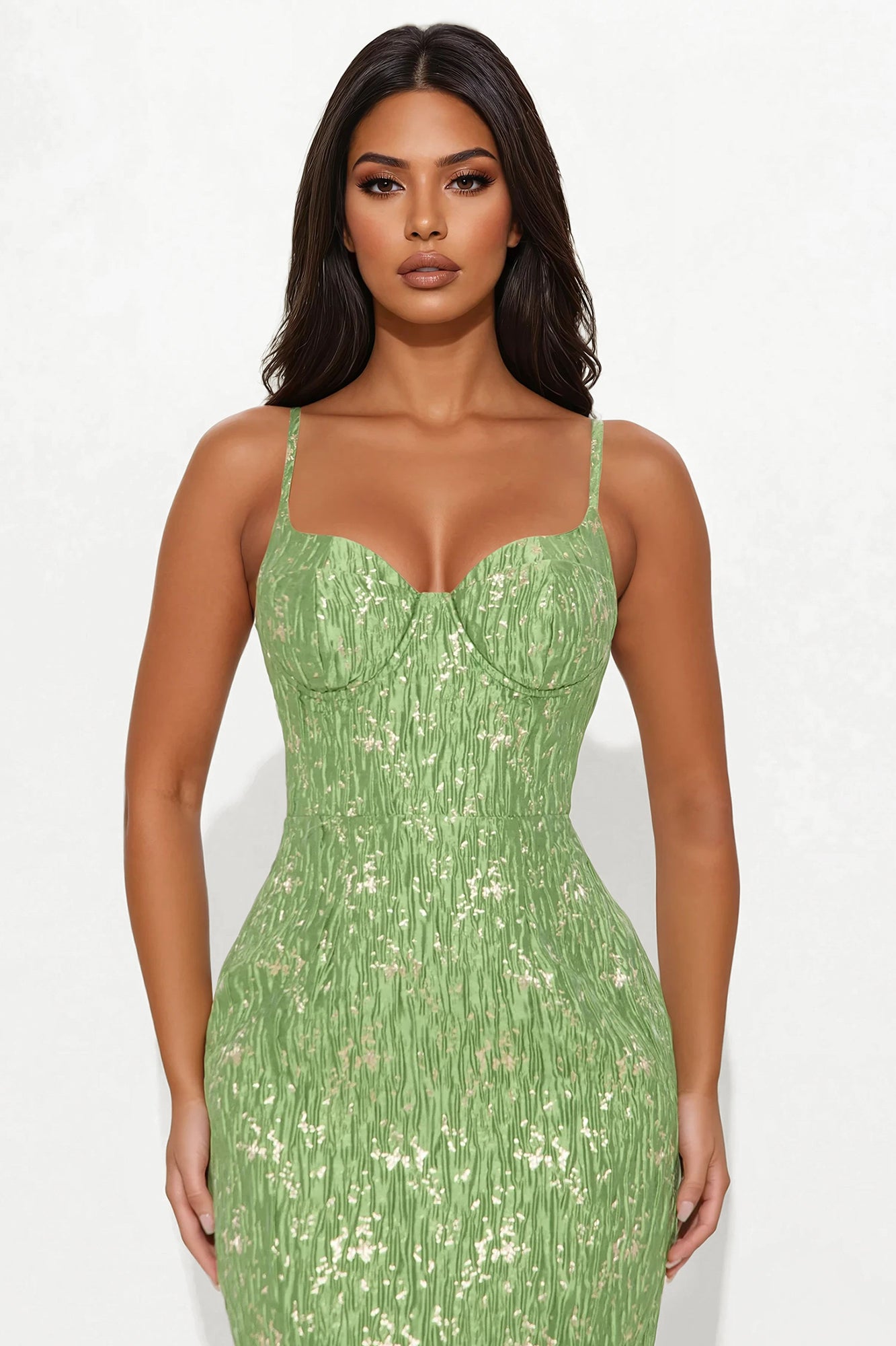 Jennifer Jacquard Maxi Dress - Green