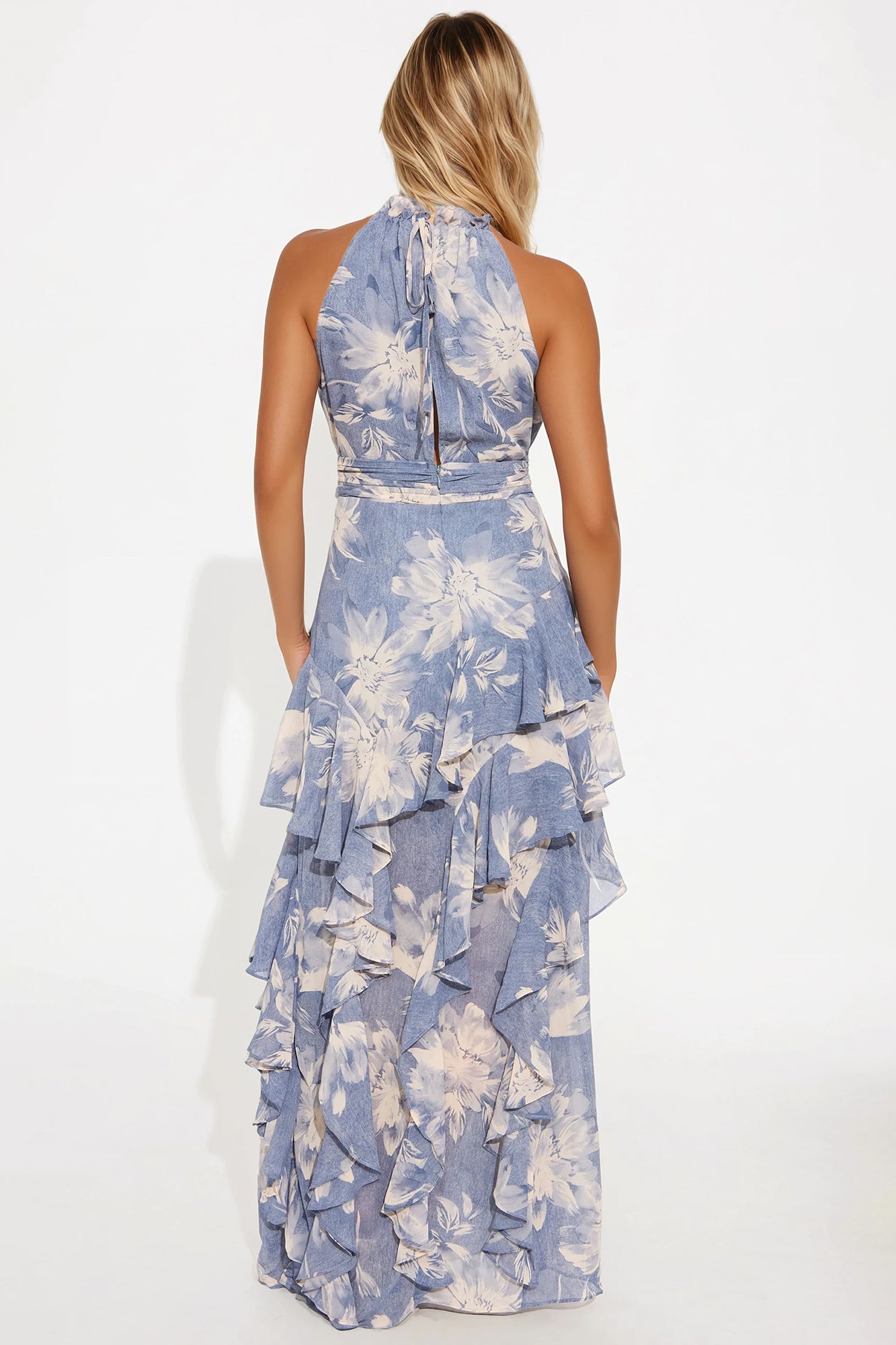 Ingrid Chiffon Maxi Dress - Blue/combo