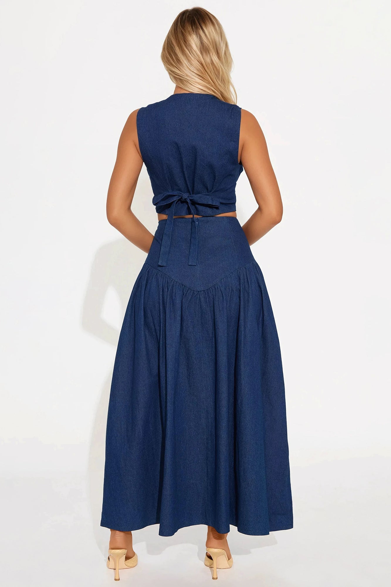 Jada Maxi Skirt Set - Dark Wash