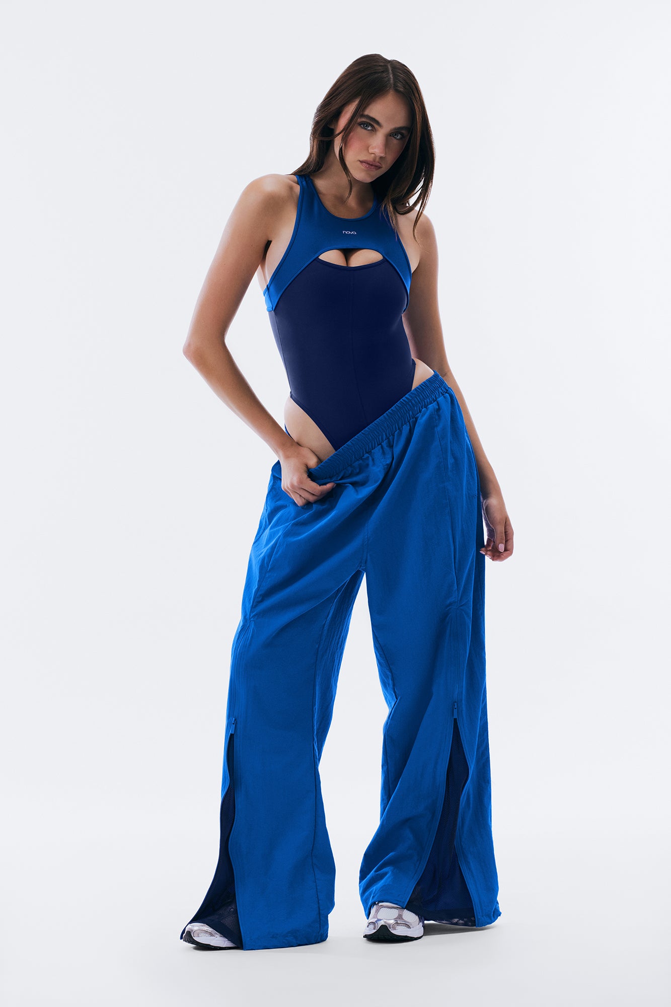 CoreNylon 31″ Zipper Windbreaker Track Pant - Blue
