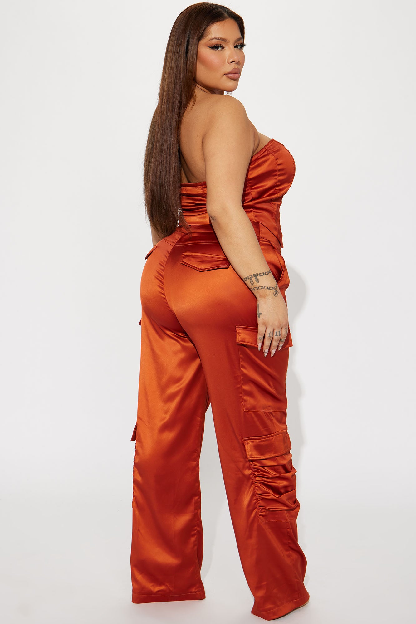 Amirah Satin Pant Set - Copper
