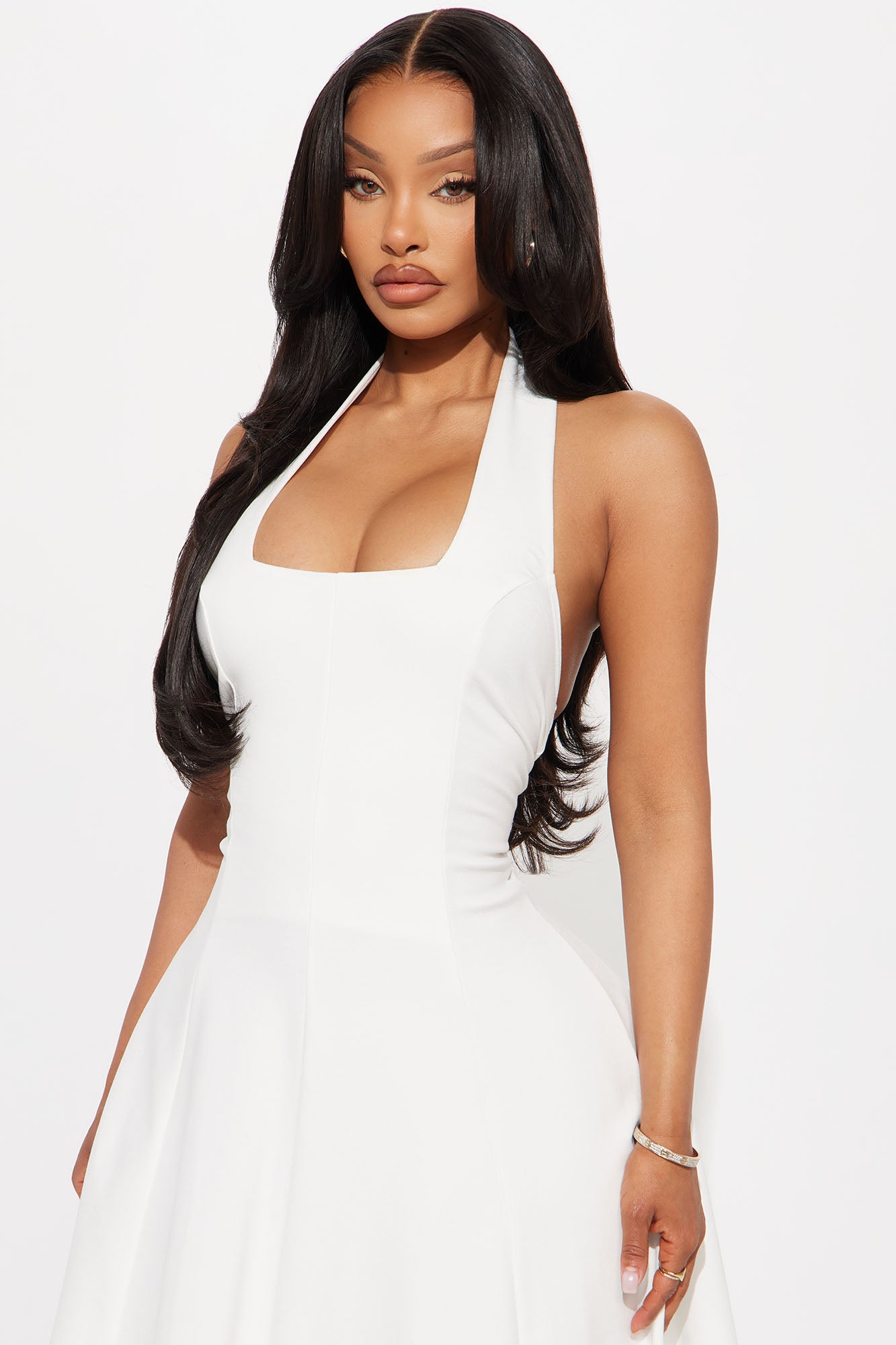 Mabel Ponte Midi Dress - White