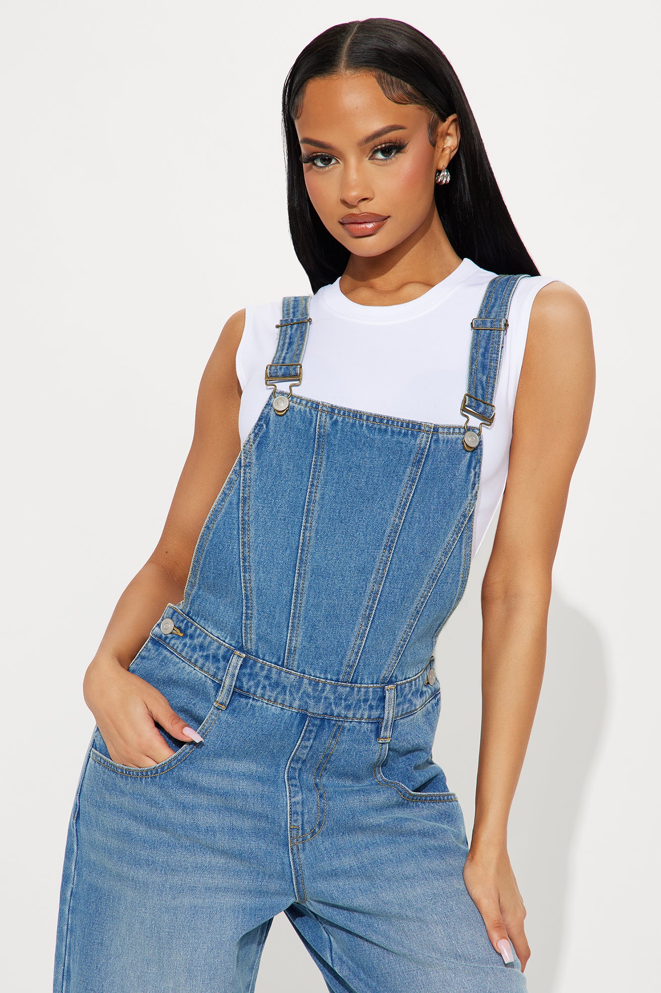 Out Of State Denim Overalls - Medium Wash