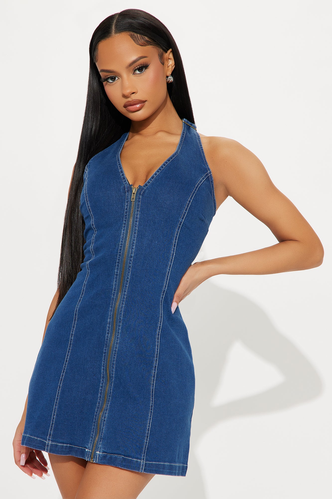 Run This Town Denim Mini Dress - Dark Wash