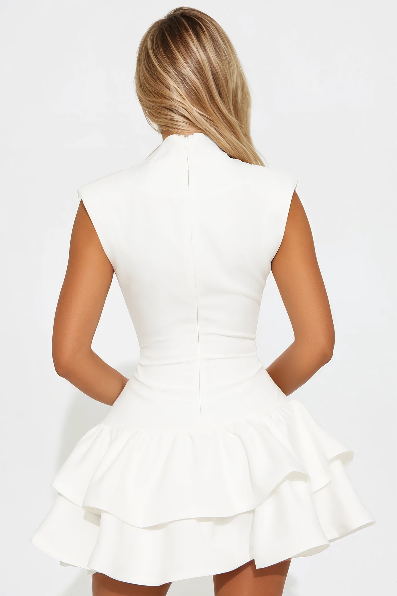 Caprina Tiered Ruffle Mini Dress - Off White