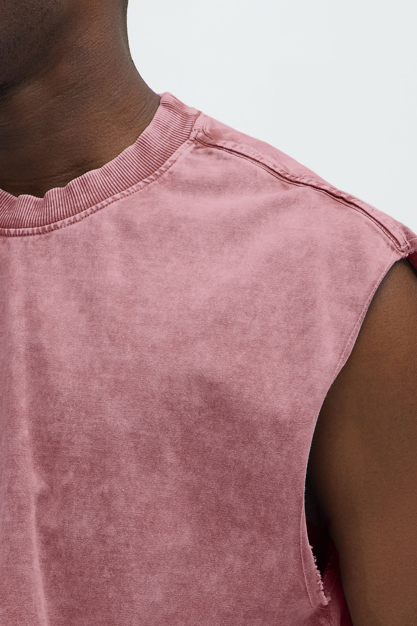 Relaxed Vintage Wash Heavyweight Muscle Tee - Mauve