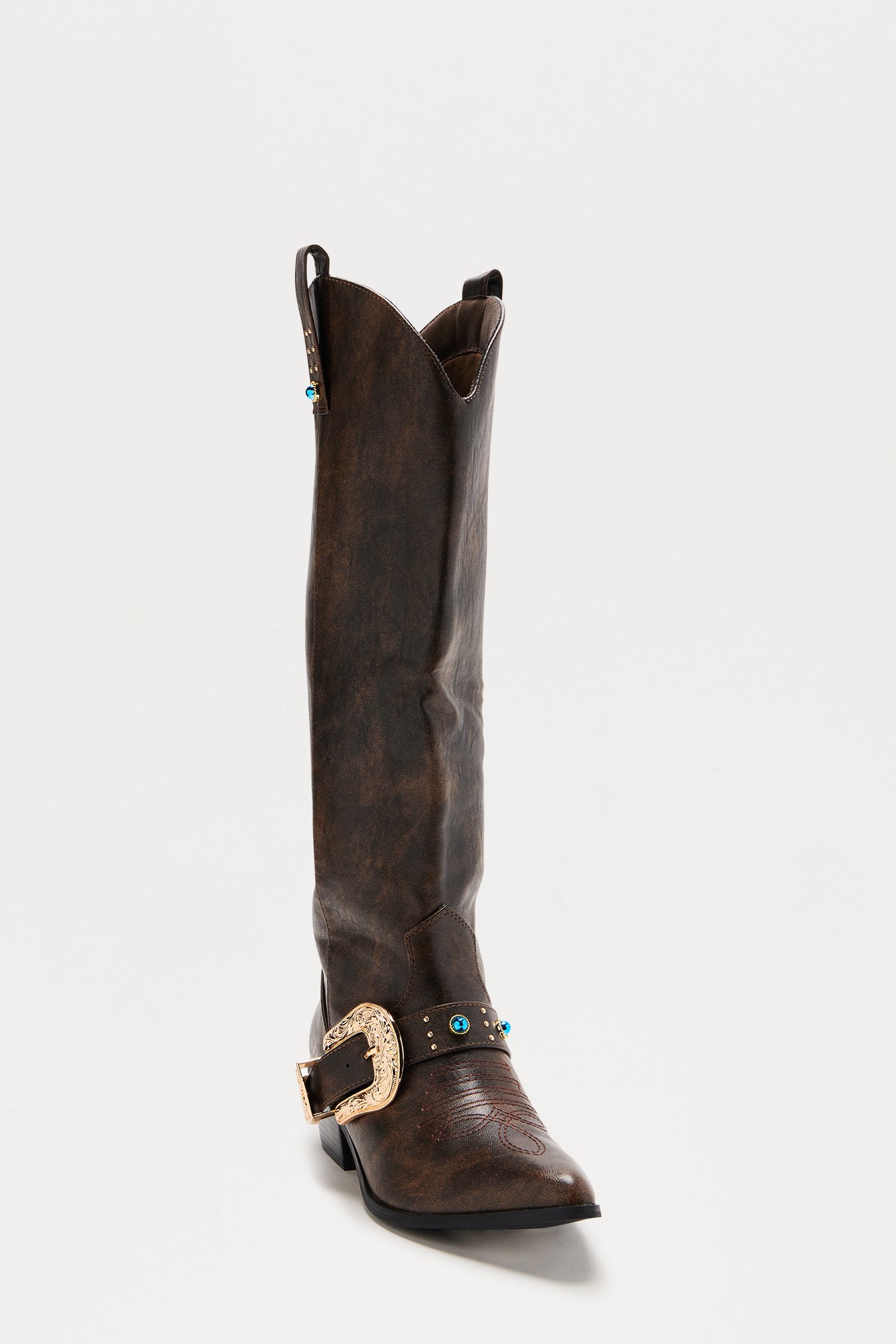 Rhode Knee High Cowboy Boots - Brown