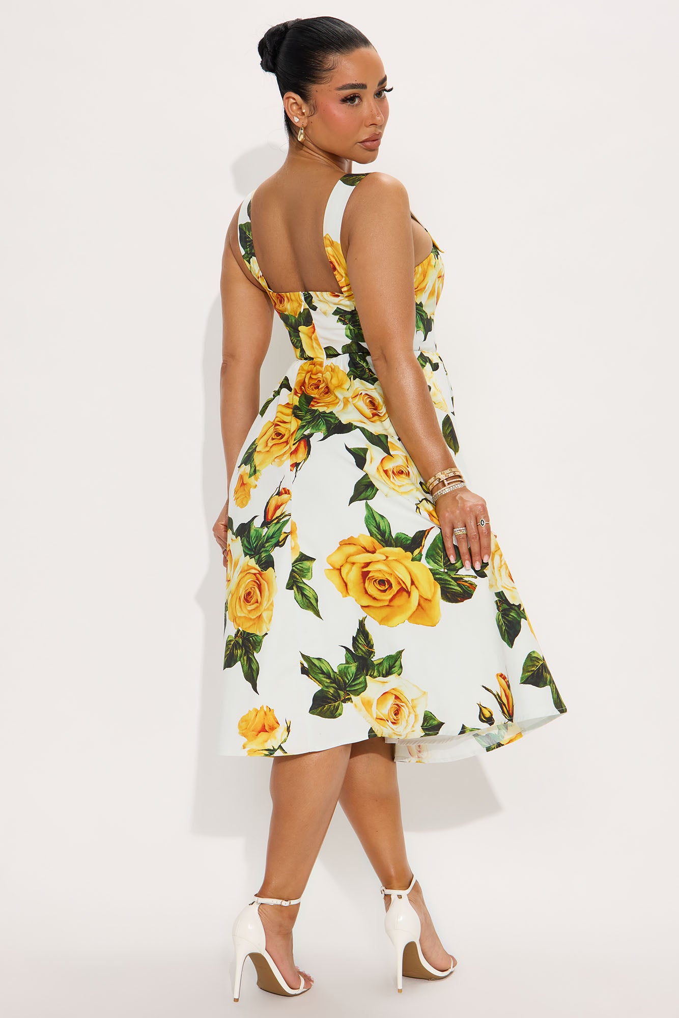 Sunday Symphony Floral Midi Dress - Yellow/combo