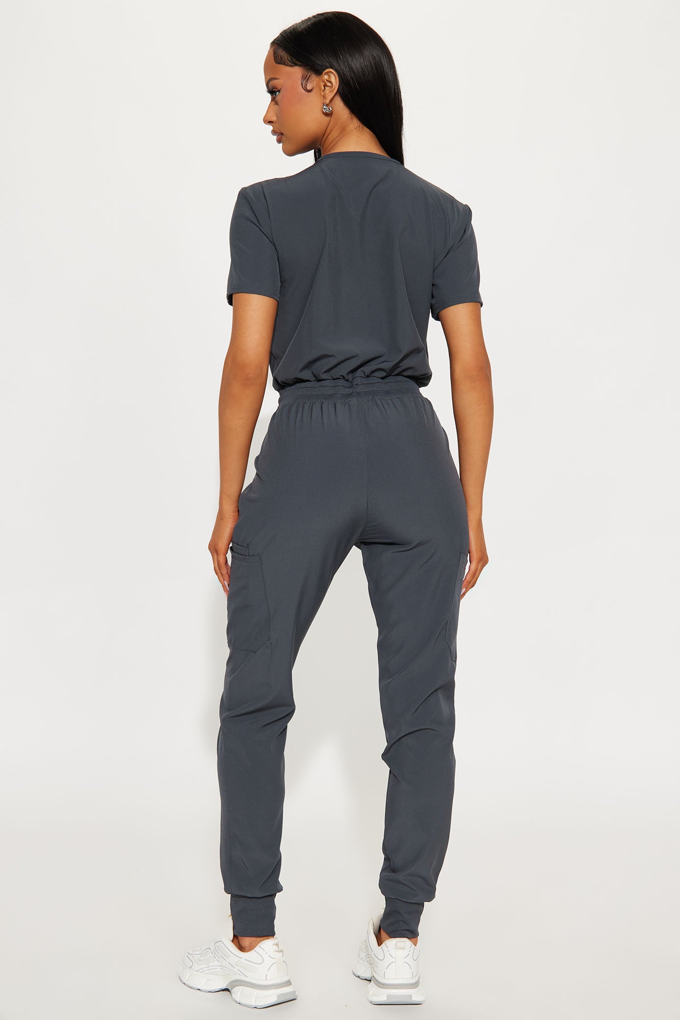 Full Shift Stretch Jogger Scrub Uniform Jumpsuit - Charcoal