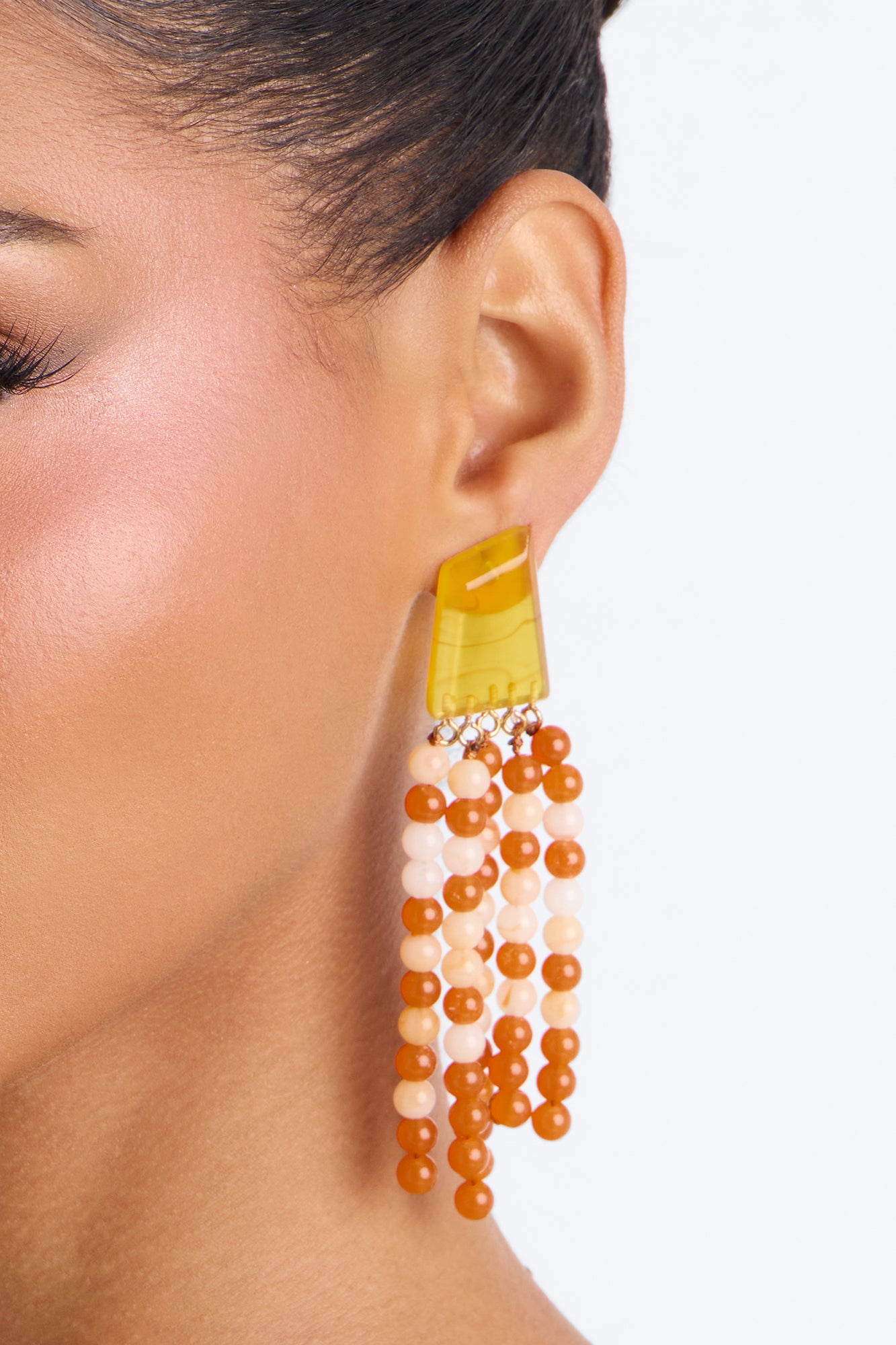 Sending A Signal Beaded Drop Earrings - Orange/combo