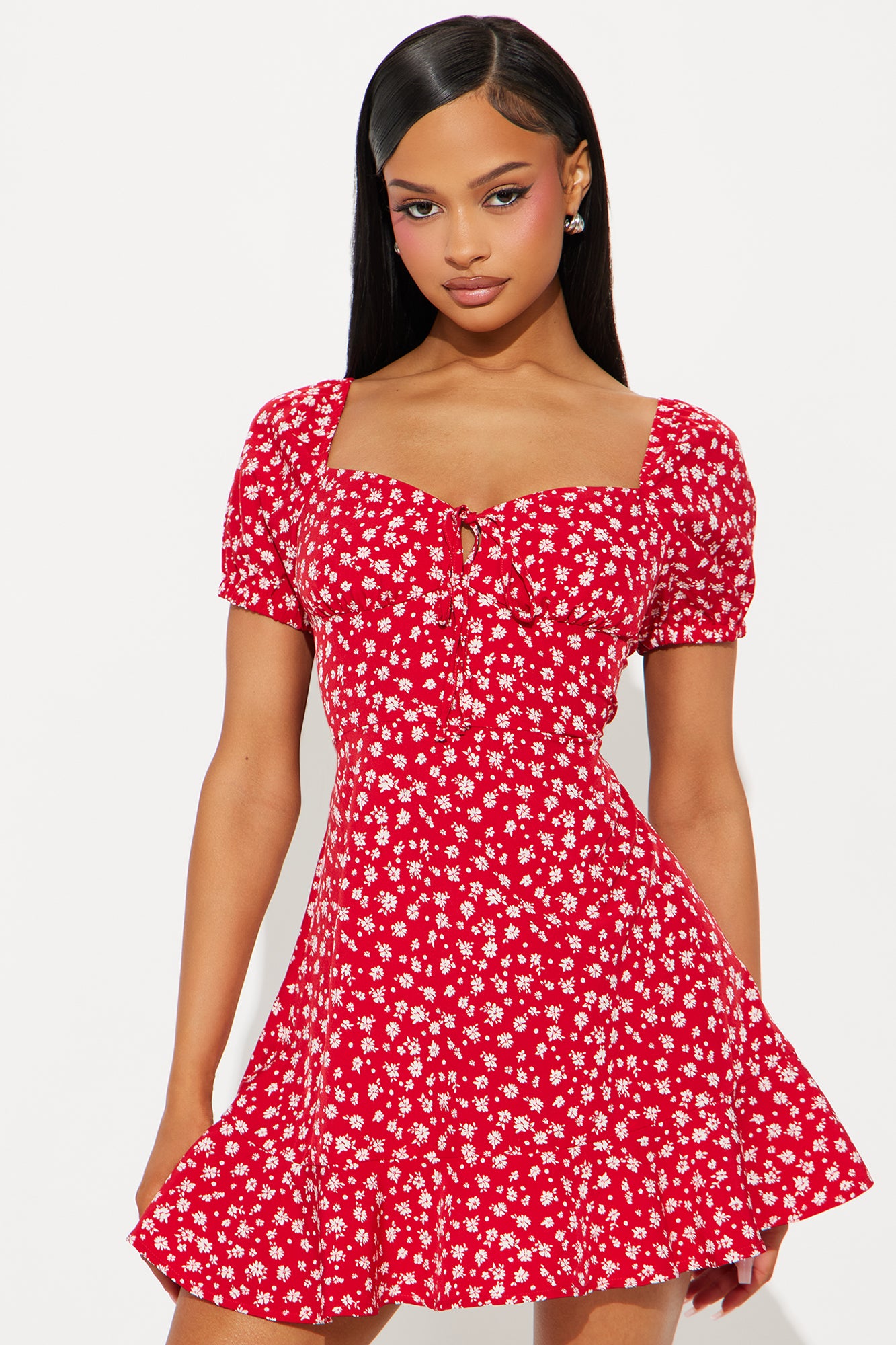 Monroe Floral Mini Dress - Red